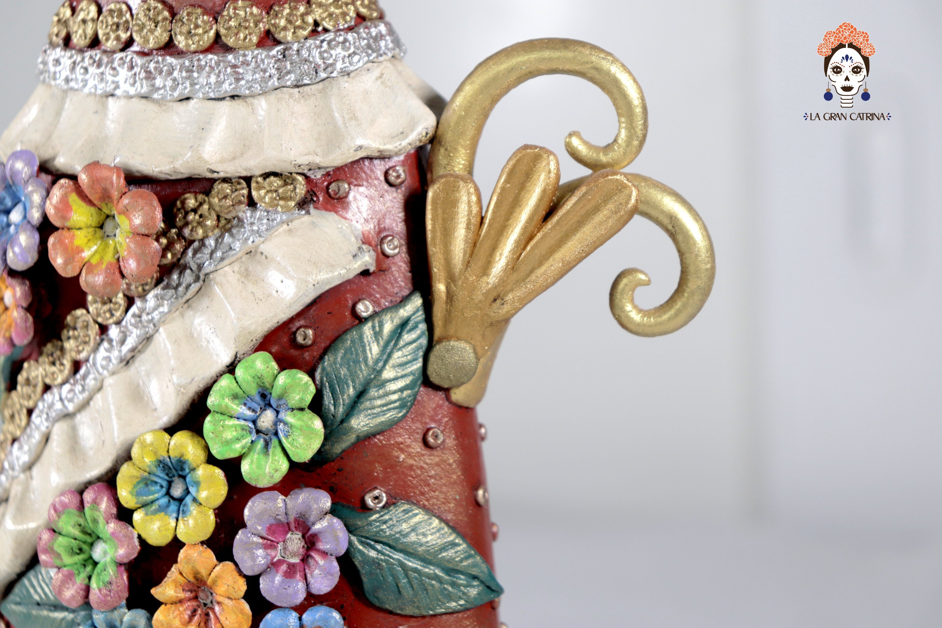 Catrina flowereada with Birds and sombrilla - 19 in. Laureano