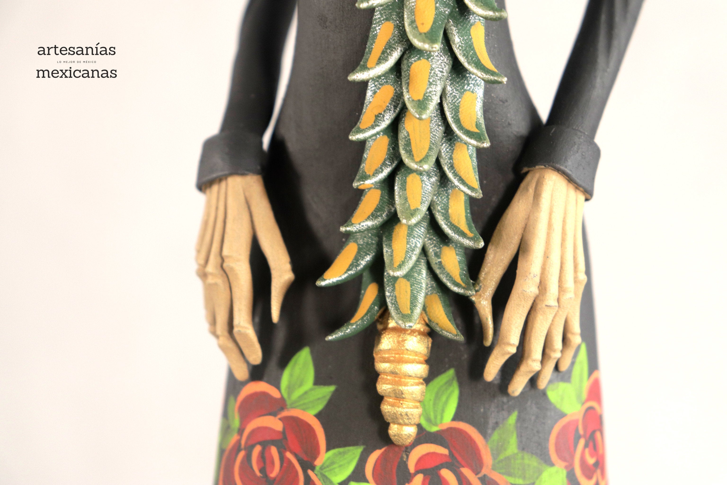 La Frida with la serpiente with Flowers orange - 18 in. Adan
