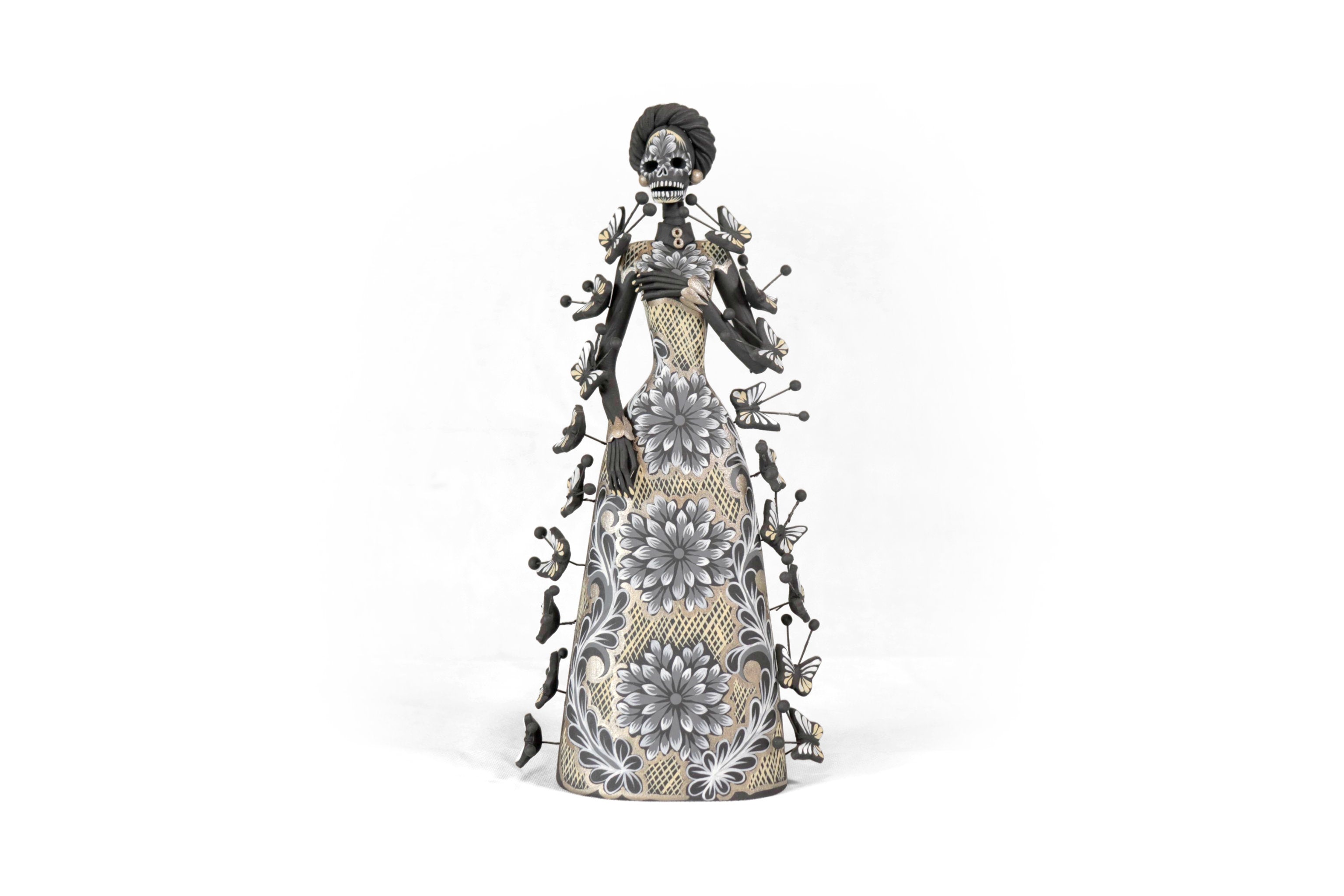 Catrina of butterflies gray and yellow - 12 in. Adan
