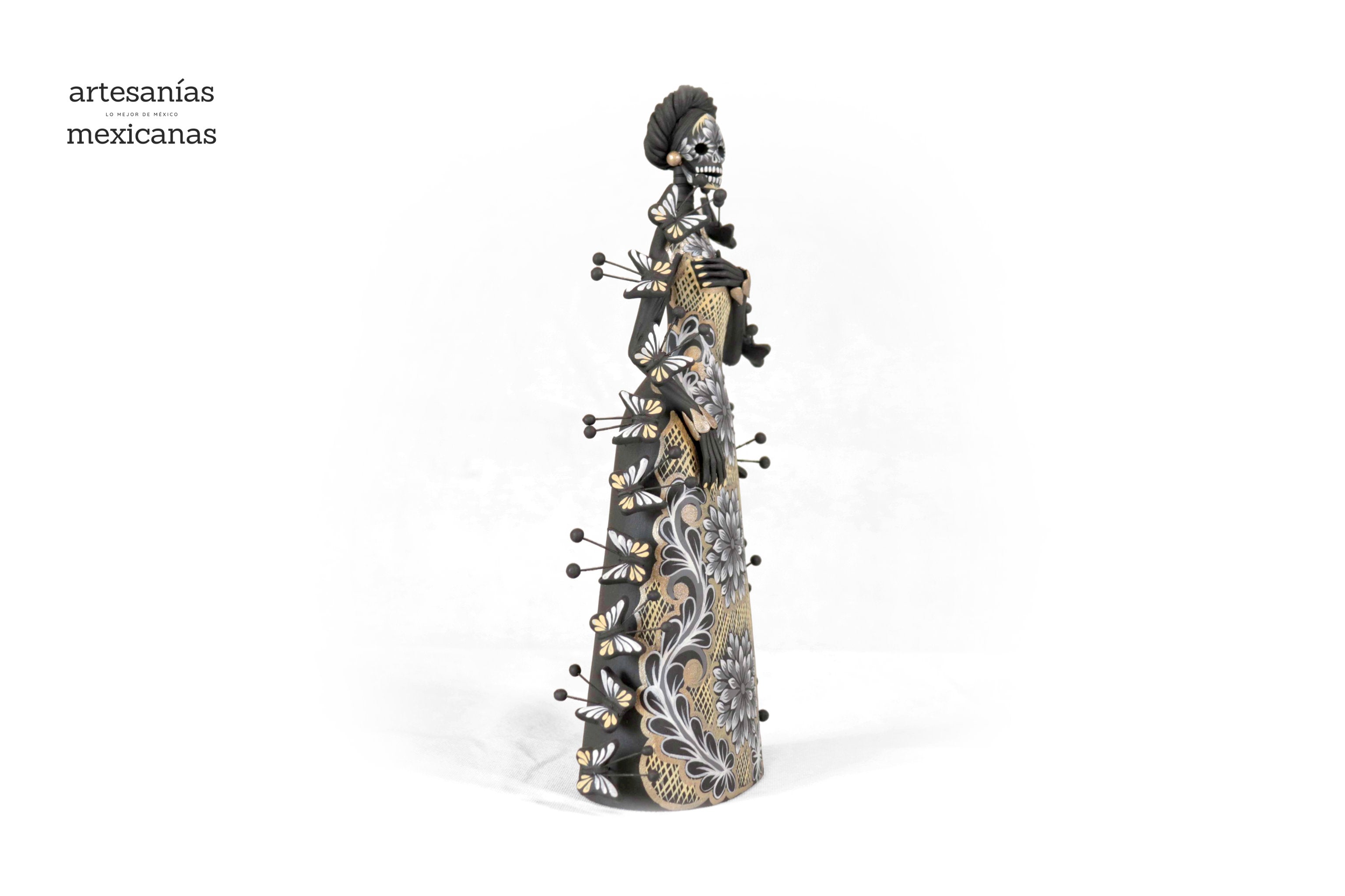 Catrina of butterflies gray and yellow - 12 in. Adan
