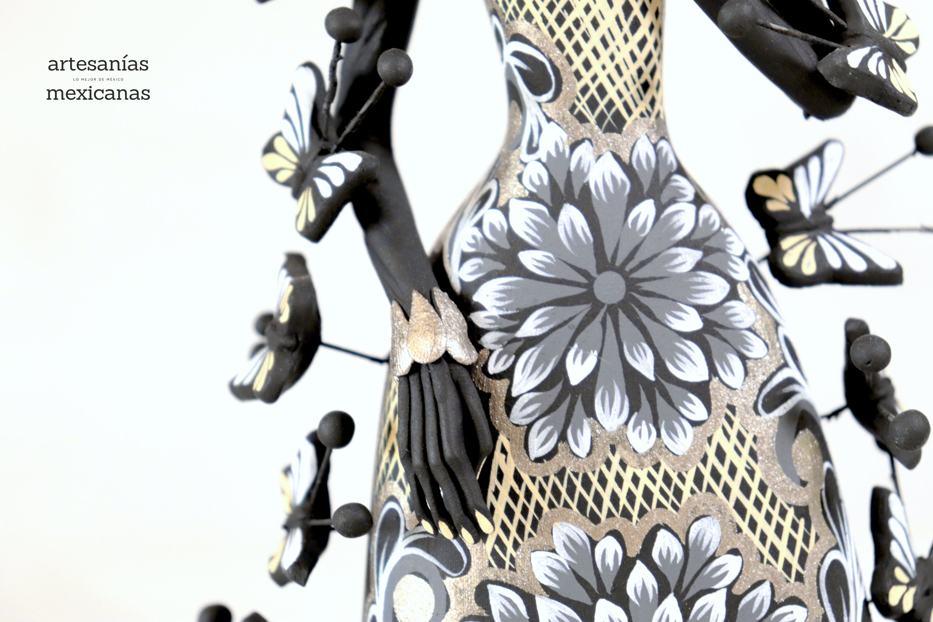 Catrina of butterflies gray and yellow - 12 in. Adan