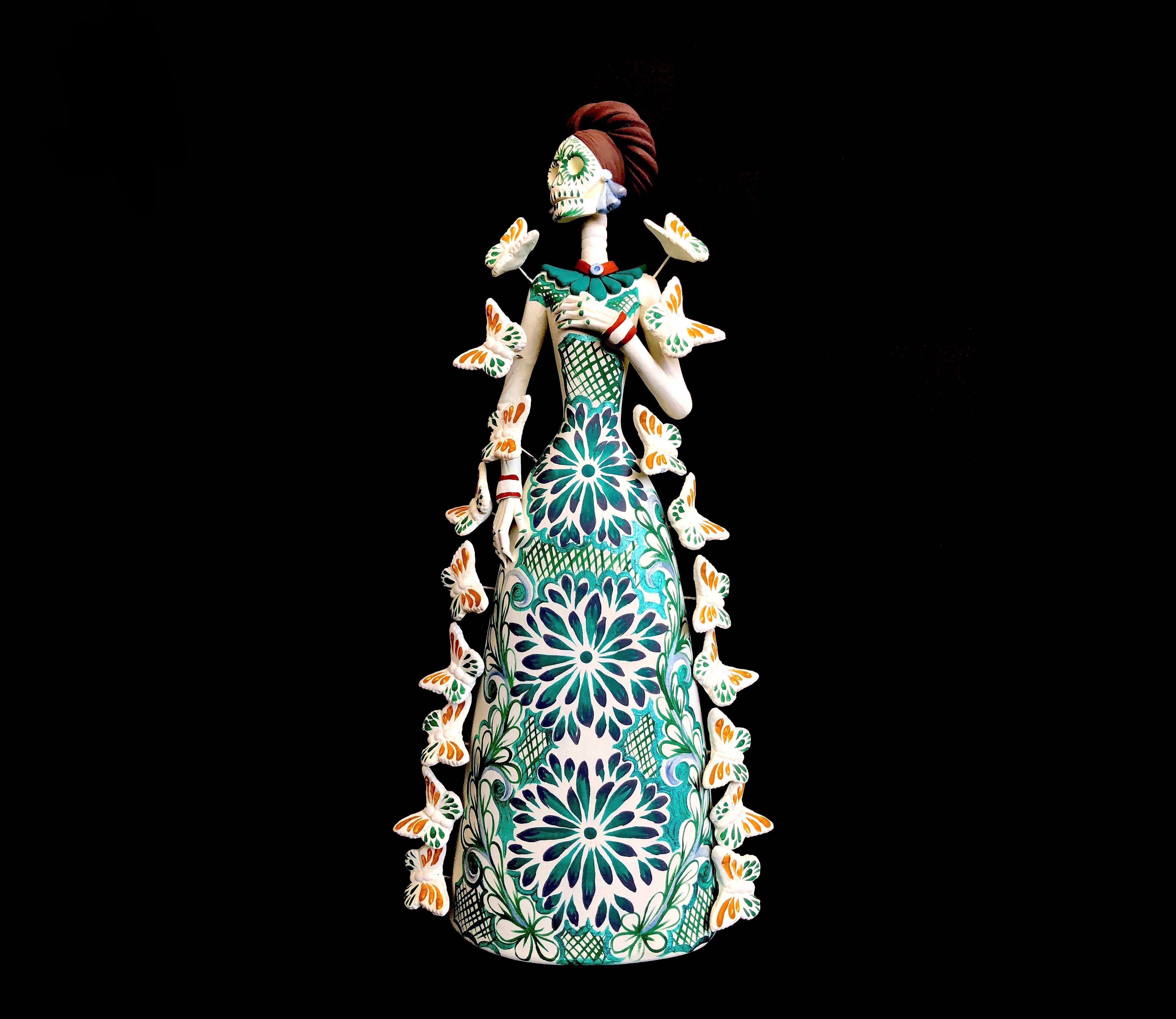 Catrina white of butterflies turquoises - 12 in. Adan