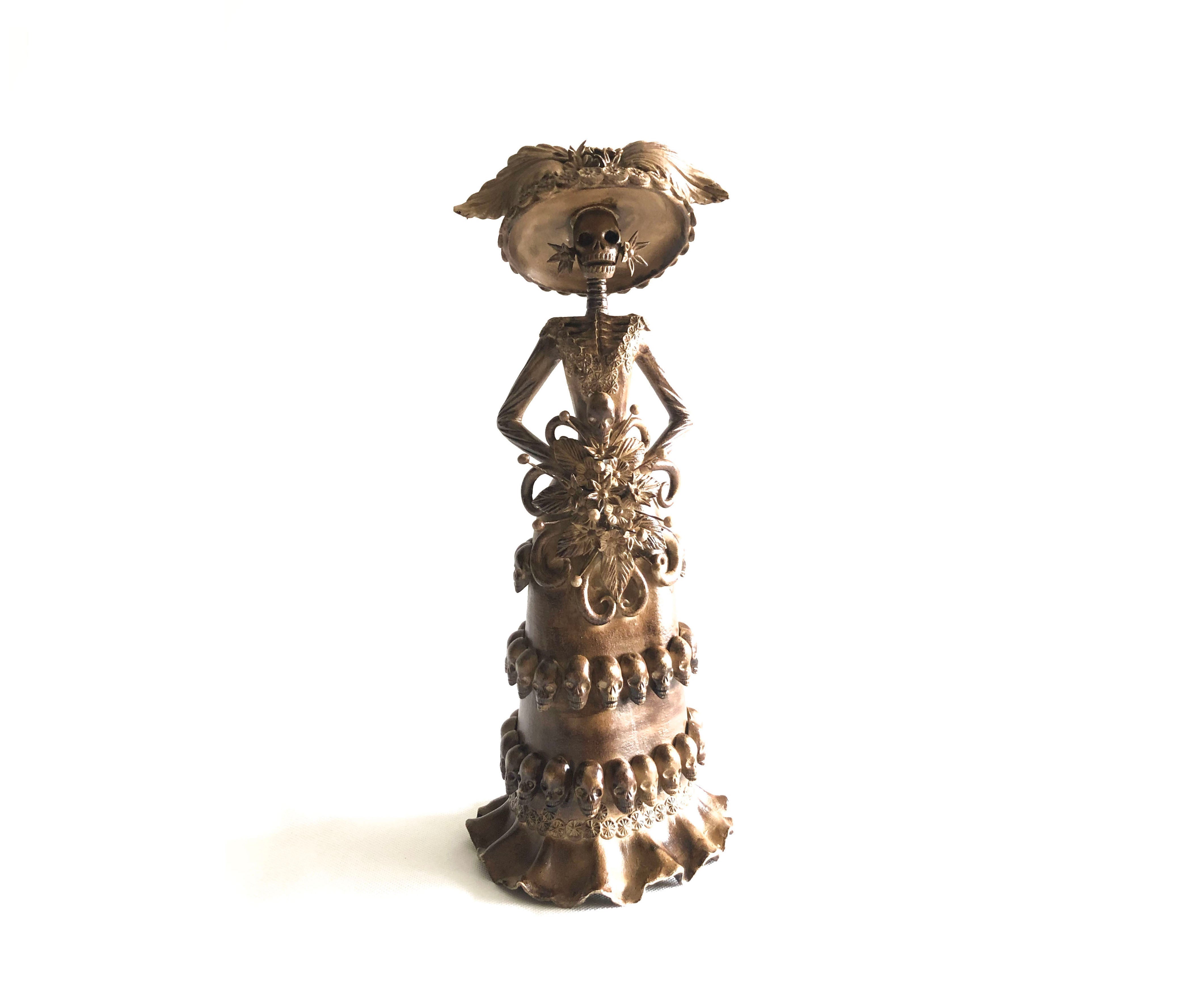 Catrina with vestido of calaveritas - 12 in. - in. Production Adan