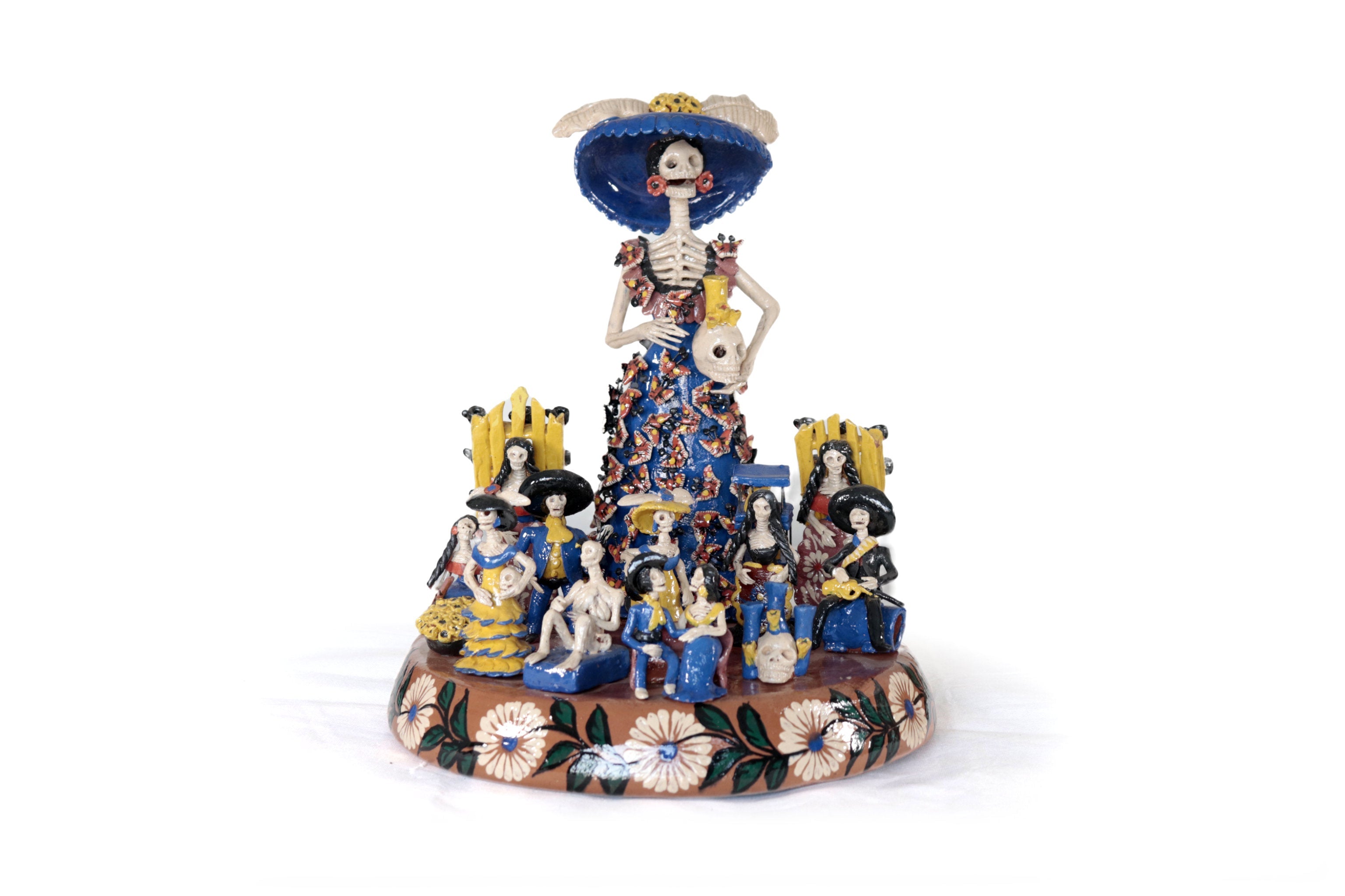 Catrina with Skulls Bailando and Músicos - 14.1 in. Tia Adan