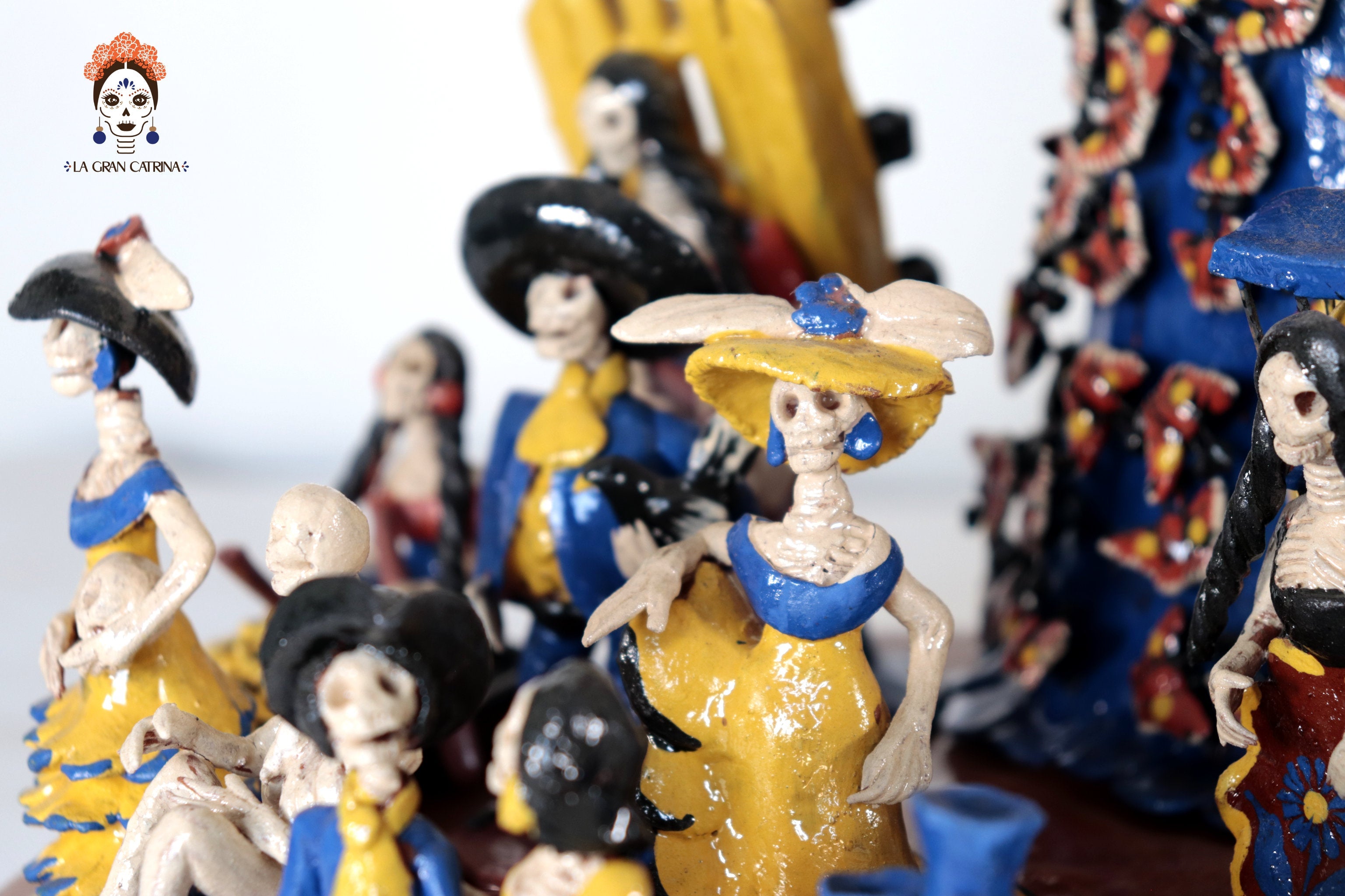 Catrina with Skulls Bailando and Músicos - 14.1 in. Tia Adan