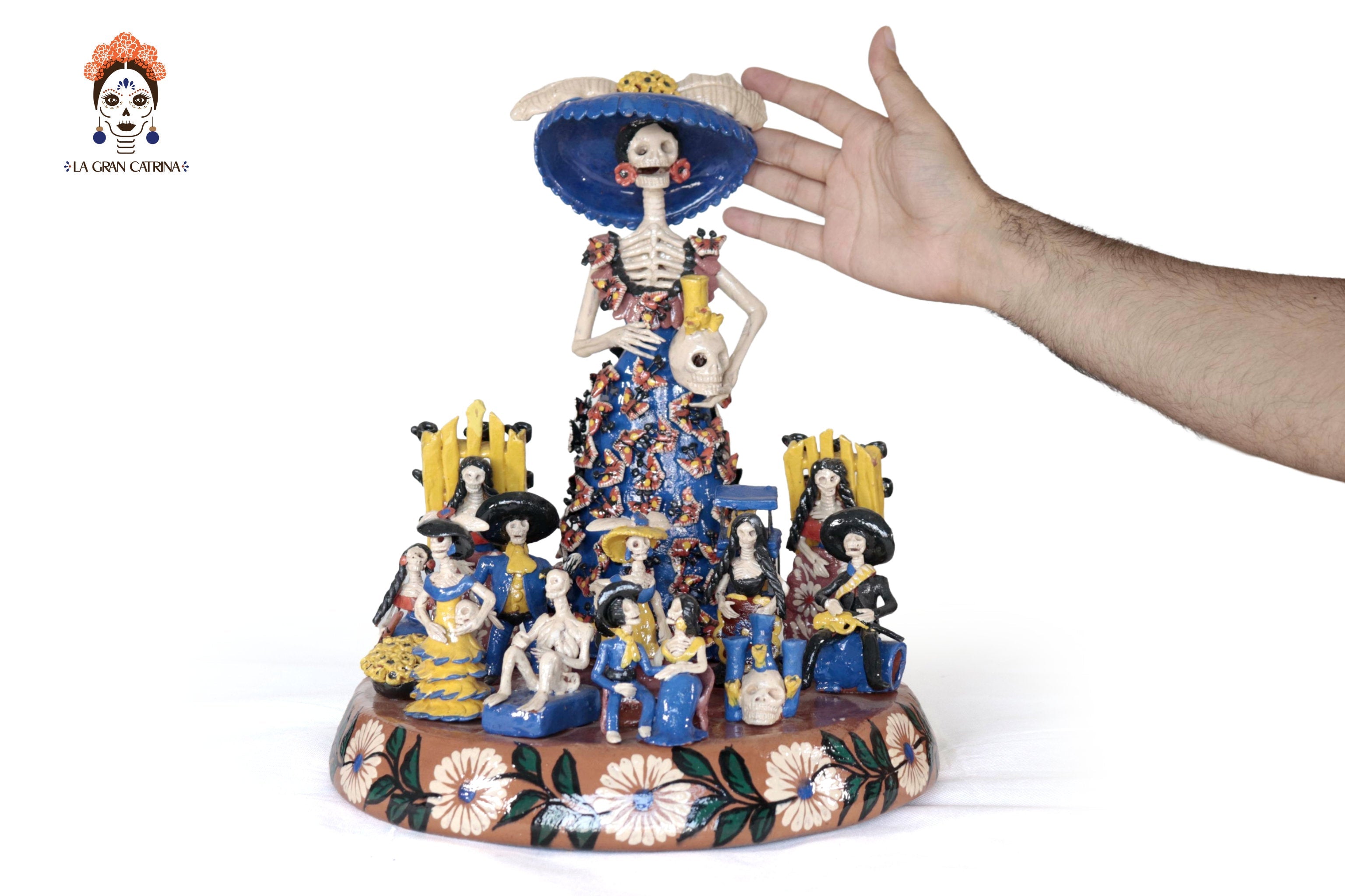 Catrina with Skulls Bailando and Músicos - 14.1 in. Tia Adan