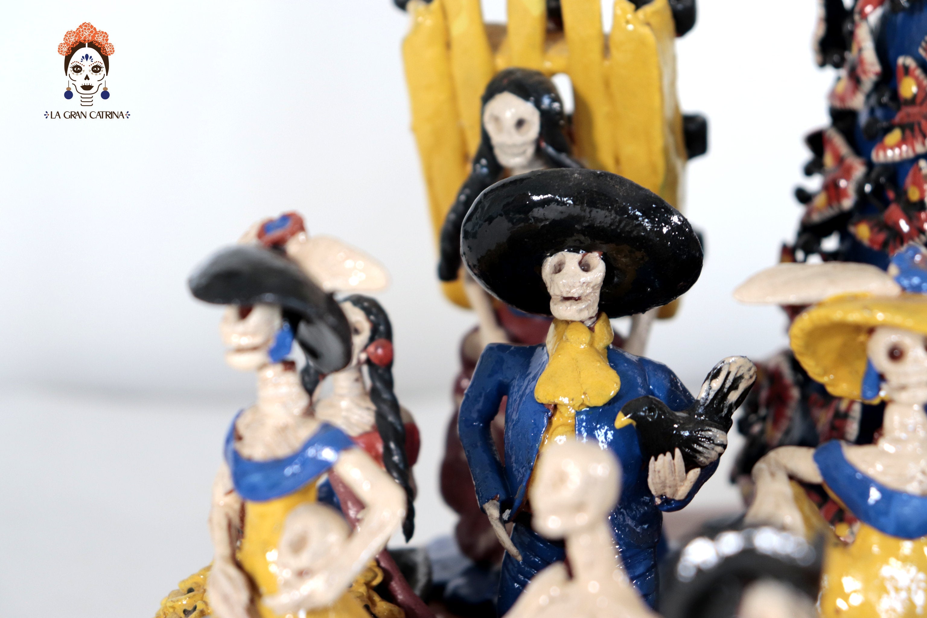 Catrina with Skulls Bailando and Músicos - 14.1 in. Tia Adan