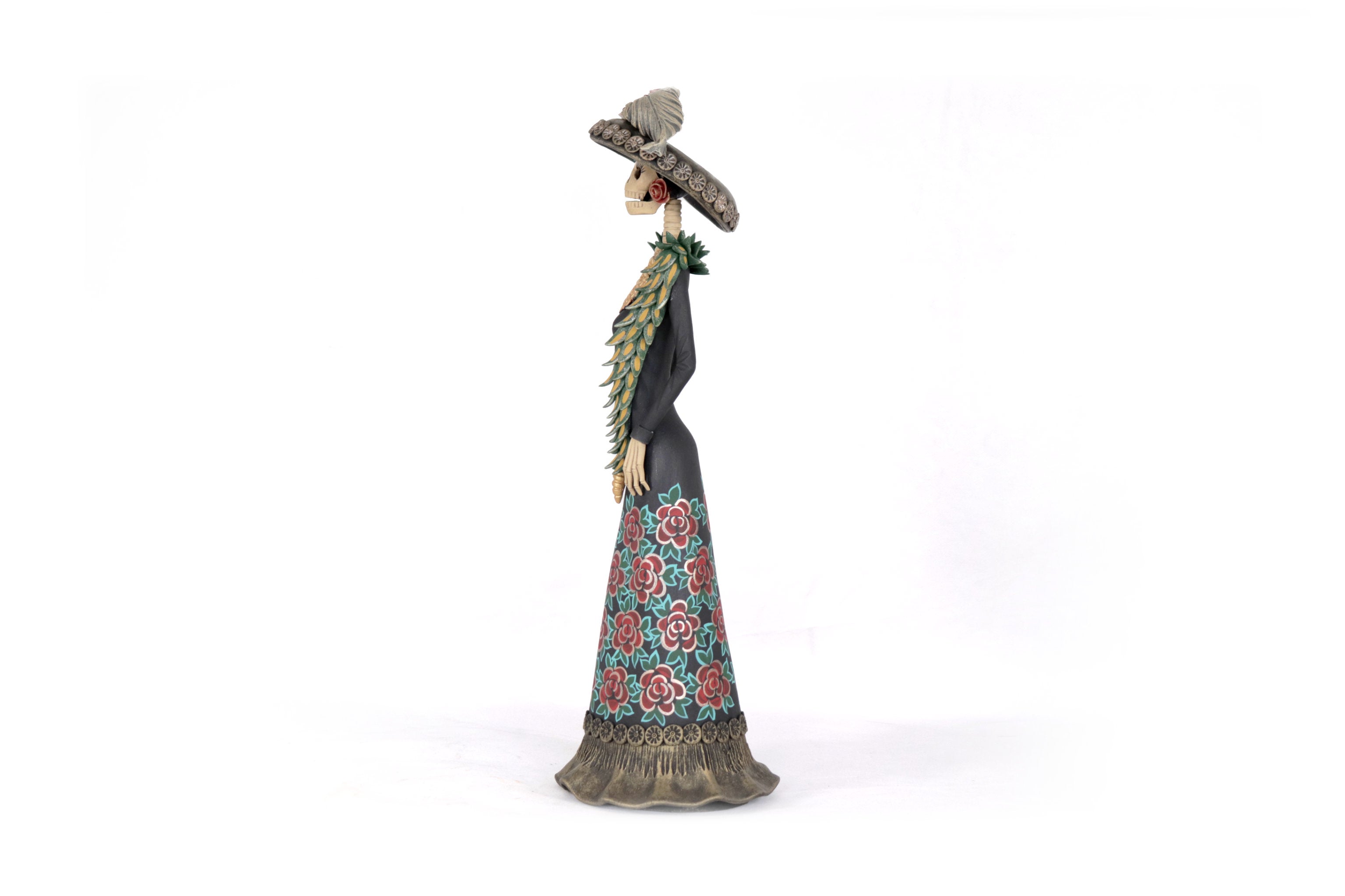 La Frida with la serpiente of red flowers - 18 in. Adan