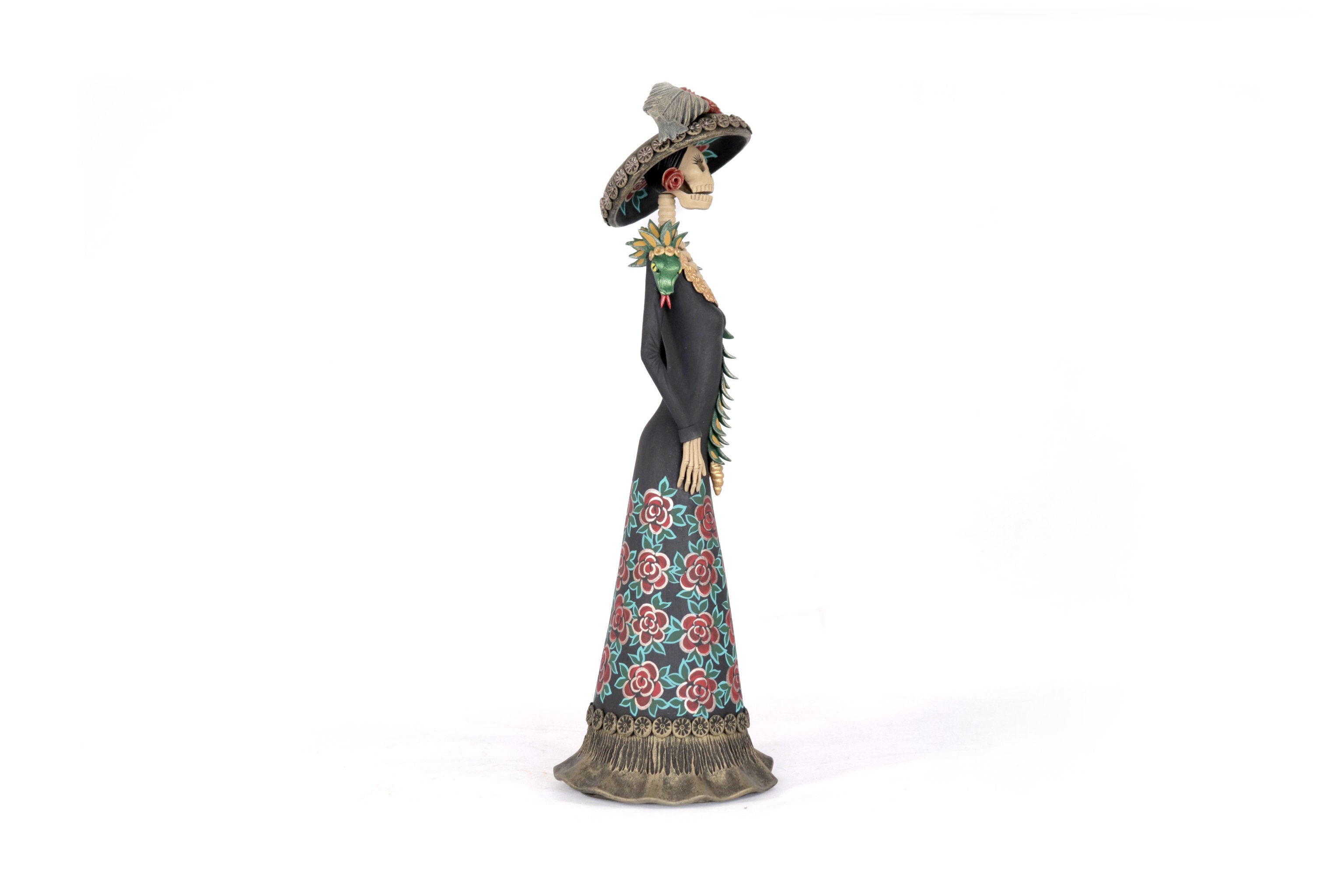 La Frida with la serpiente of red flowers - 18 in. Adan