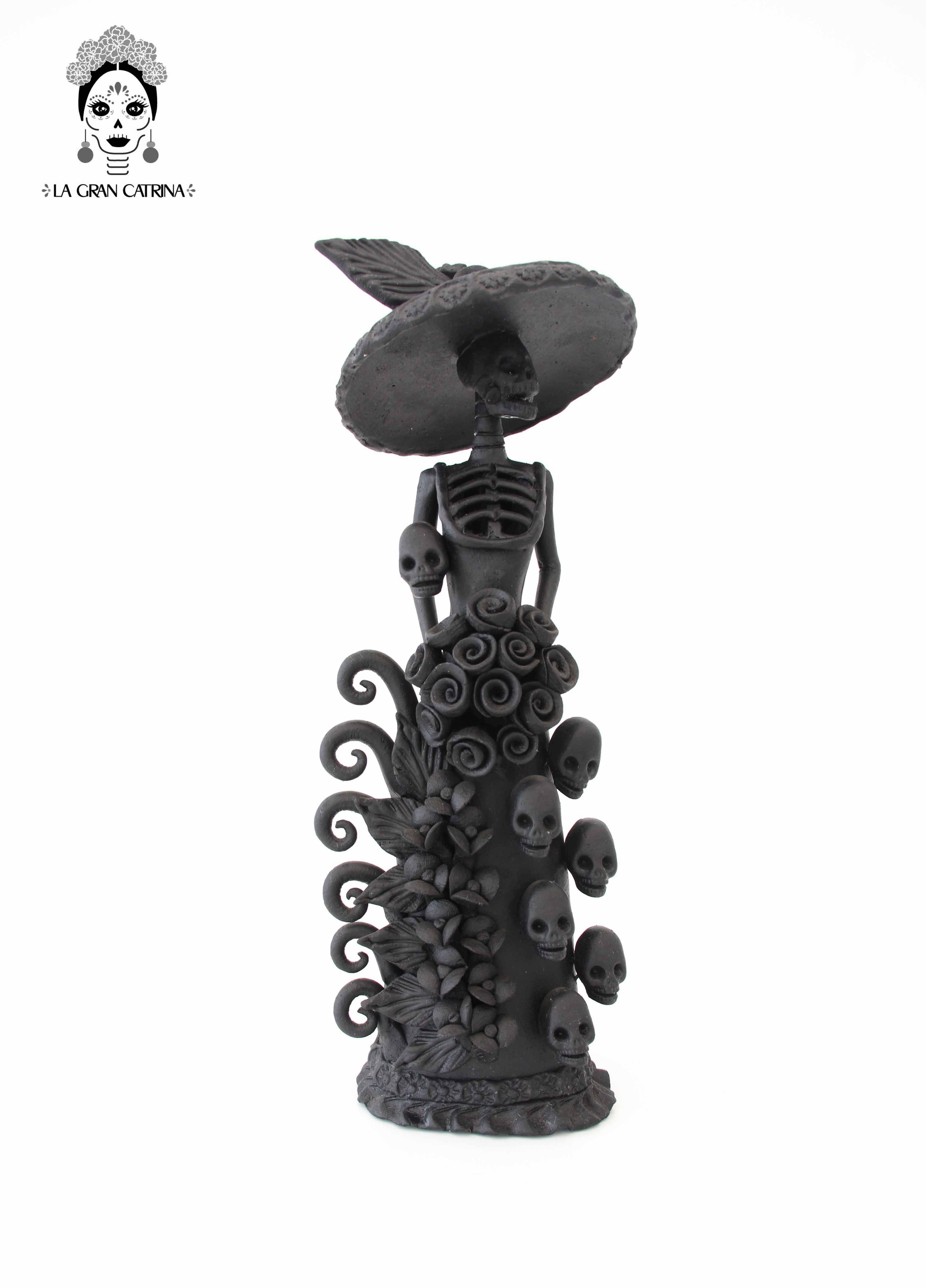 Pareja Catrinas Black Clay Handcrafted - 12 in. Pery
