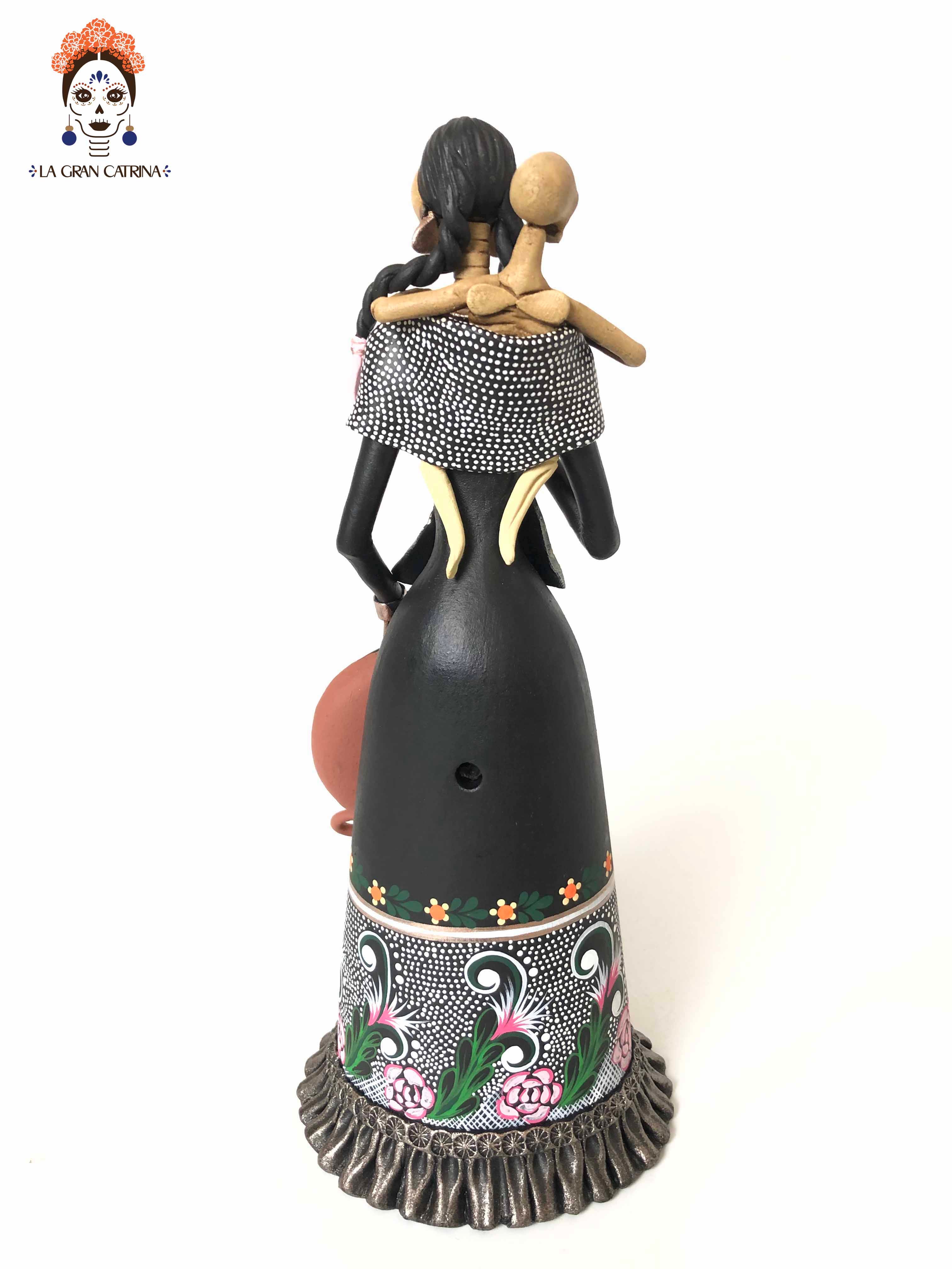 Catrina mamá with plato and bebé - 11 in. Adan