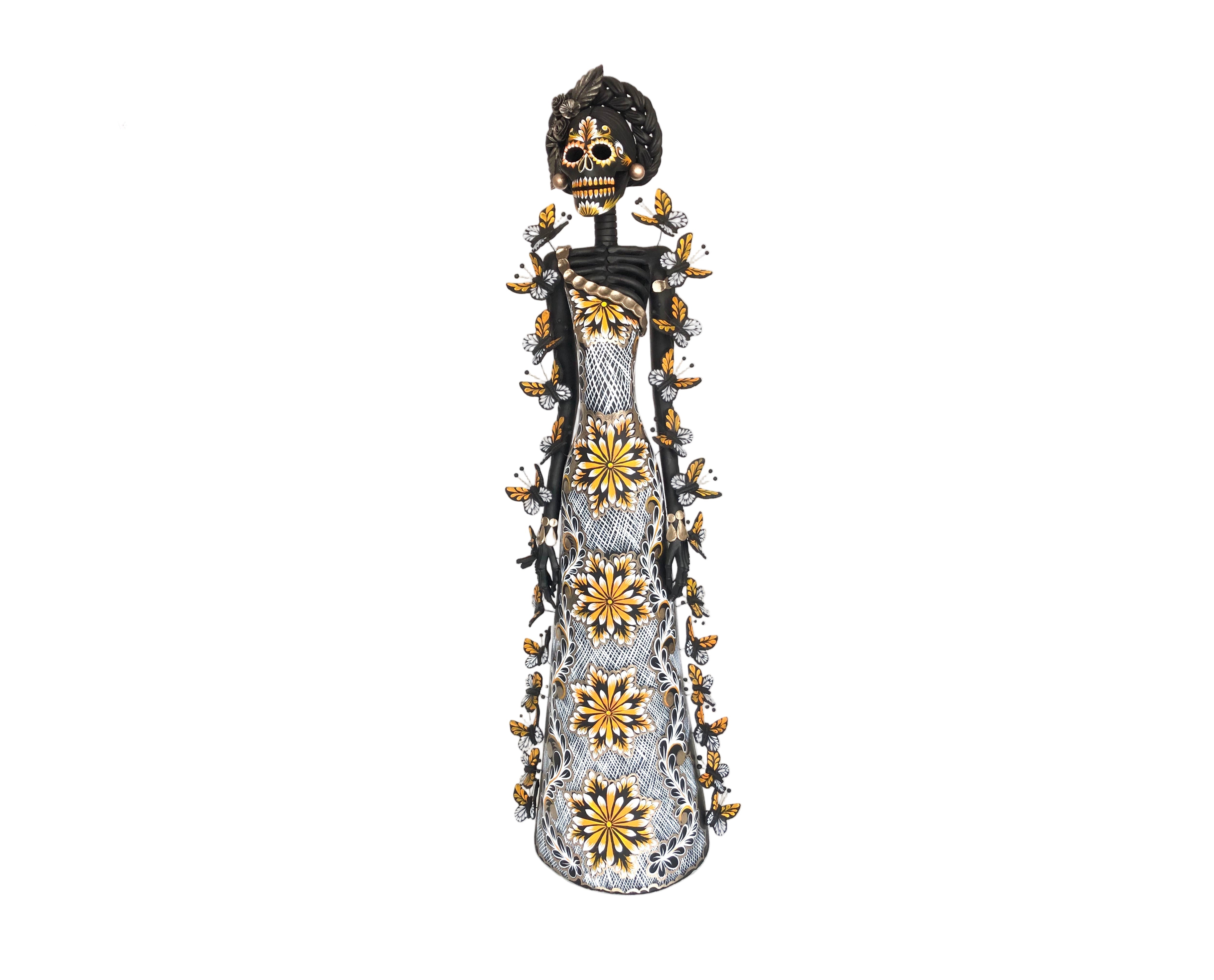 Catrina black with Butterflies orange - 40 in. Adan