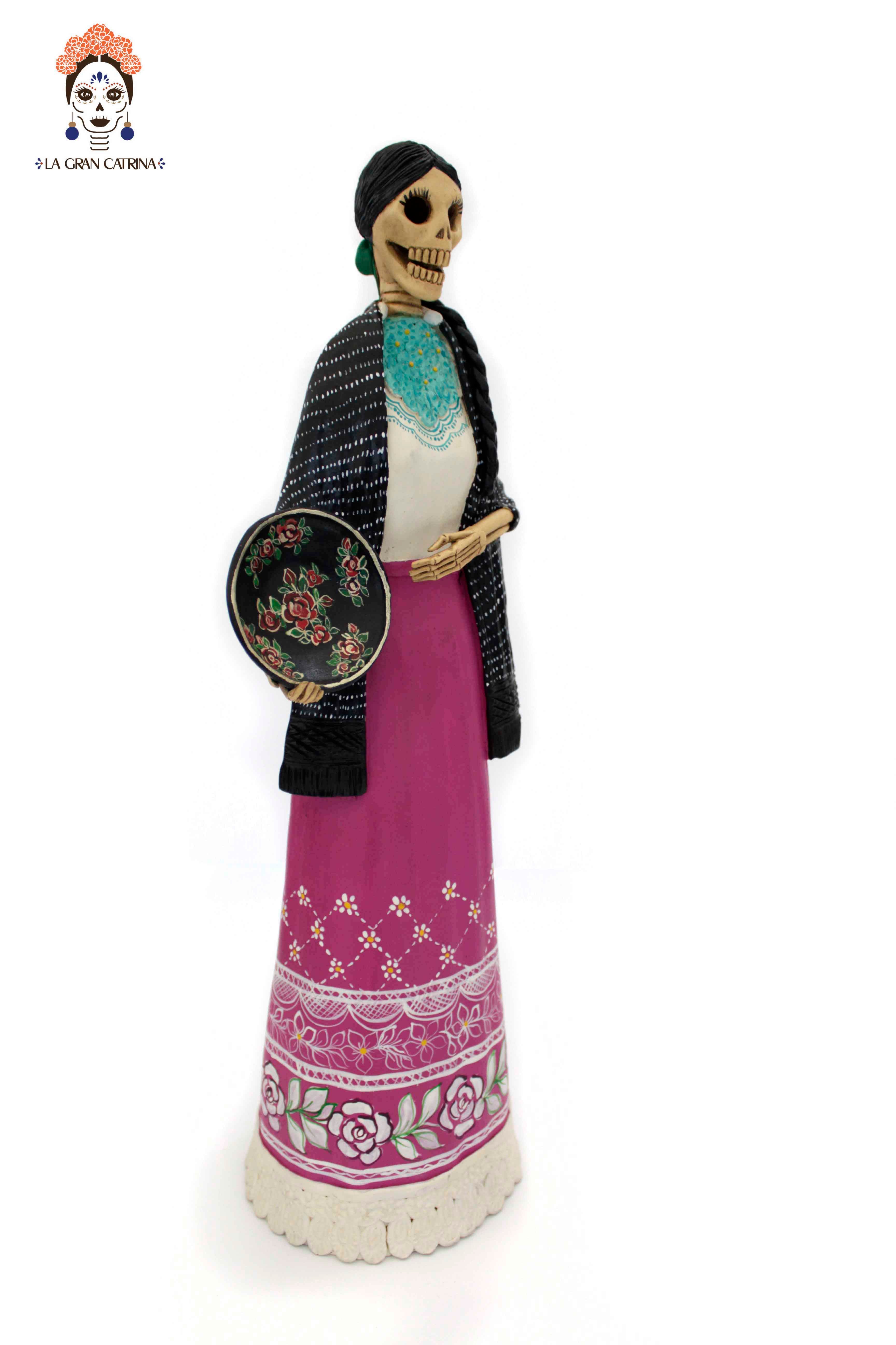 La Catrina del plato flowereado - 19 in. - Made to Order Adan