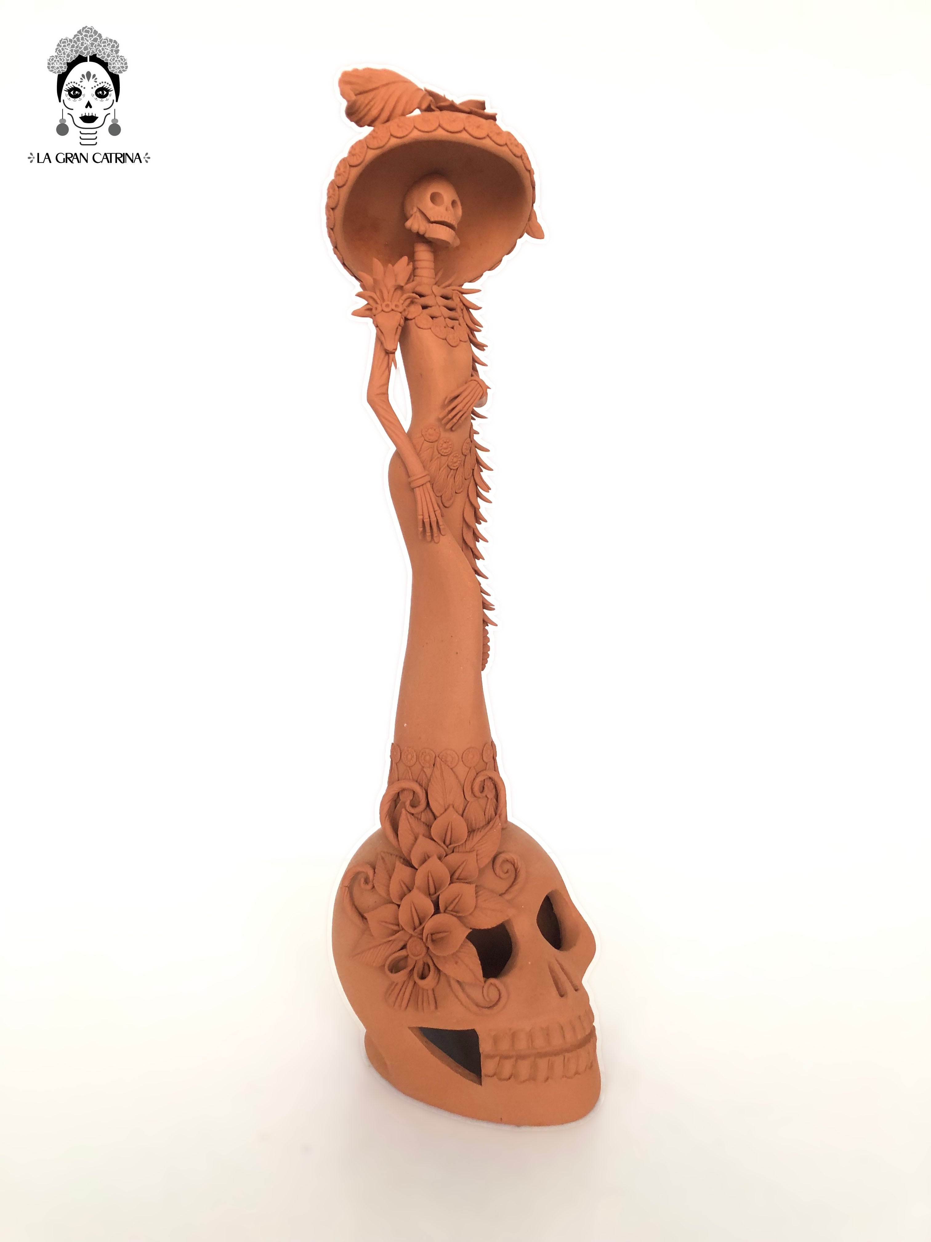Catrina on skull - 19 in. Adan