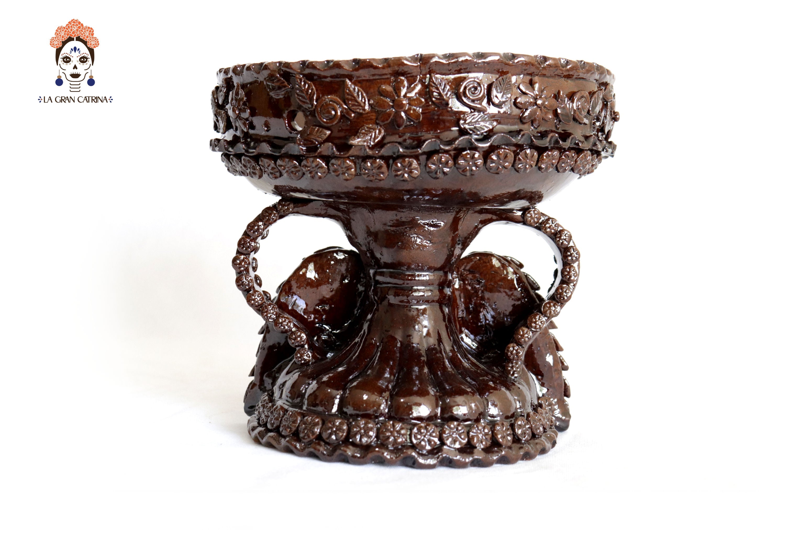 Winged Copal Burner brown - Glazed Clay - 9.5 in. David Hdz SFL