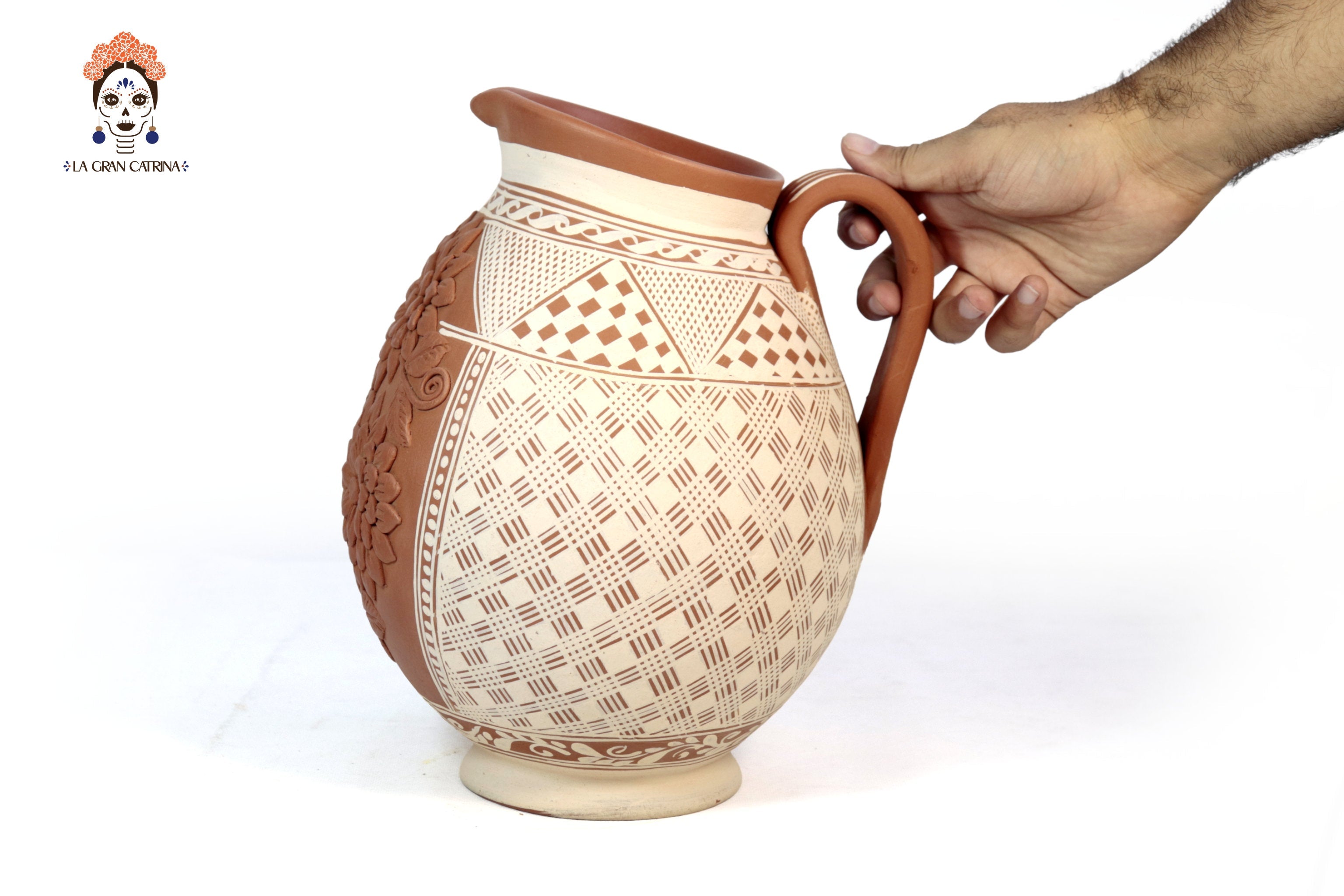 Pitcher Floral Clay - Patamban - 11.4 in. Patamban
