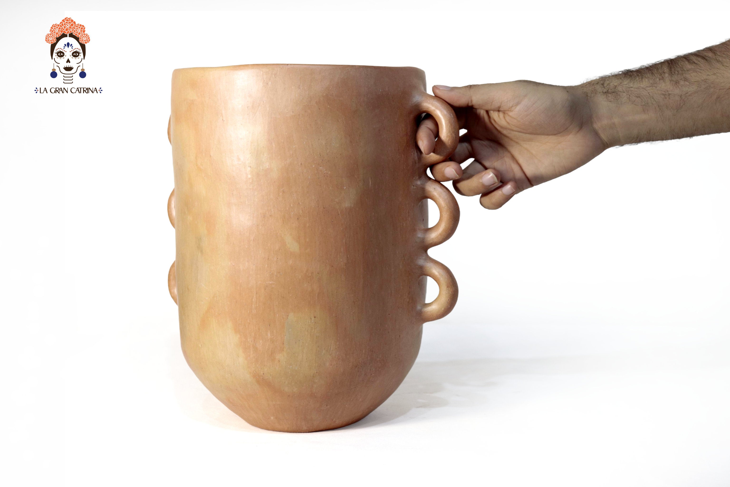 Vessel Ancestral Mixe elongated of 6 handles - 11.4 in. Silvia Mixe