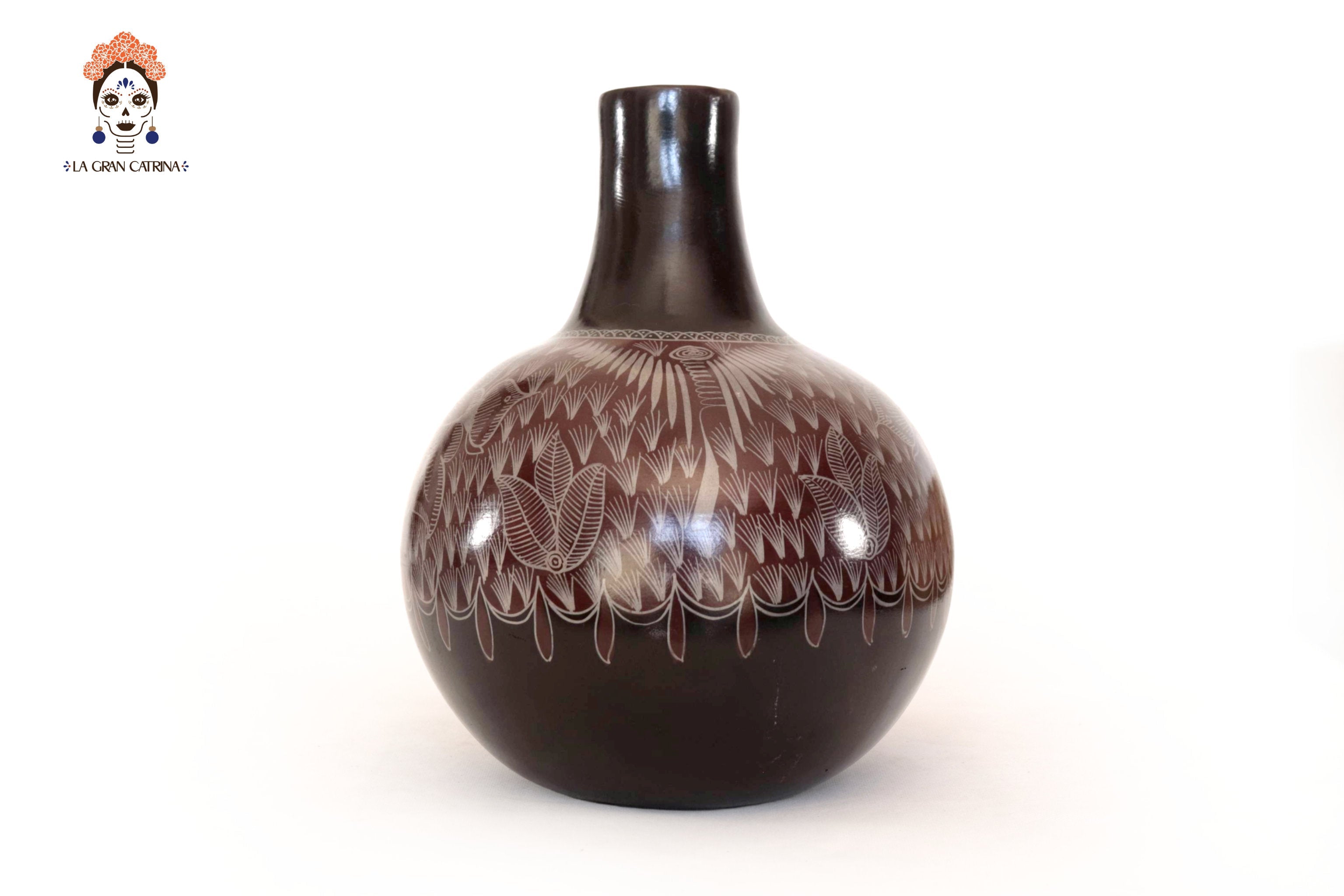 Vase with Foliage brown - Huancito - 11.6 in. Pablo Huancito