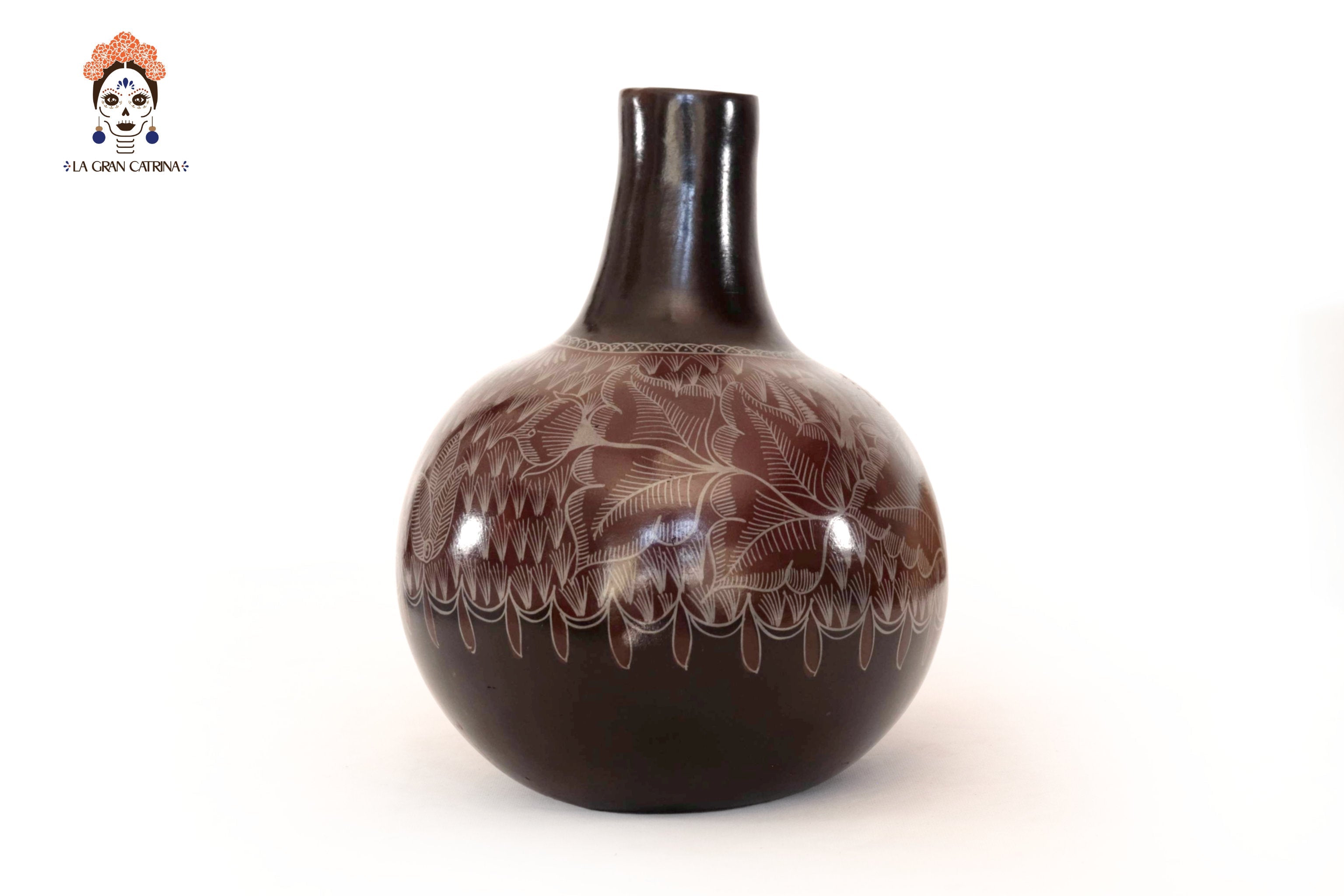 Vase with Foliage brown - Huancito - 11.6 in. Pablo Huancito