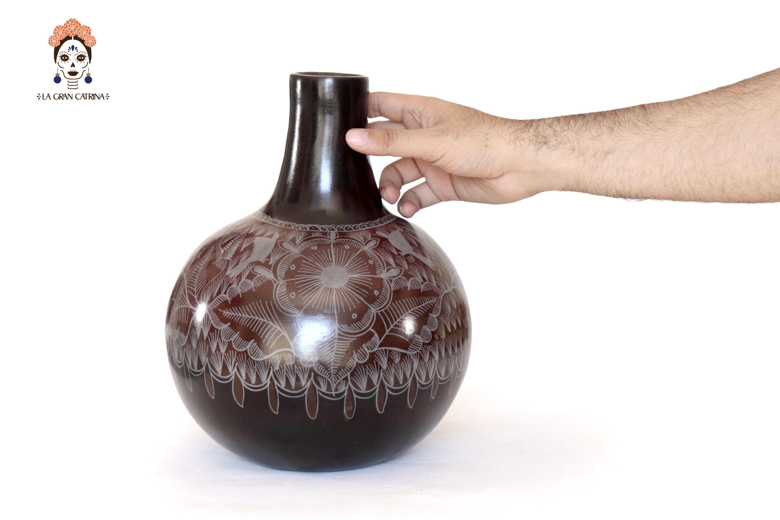 Vase with Foliage brown - Huancito - 11.6 in. Pablo Huancito