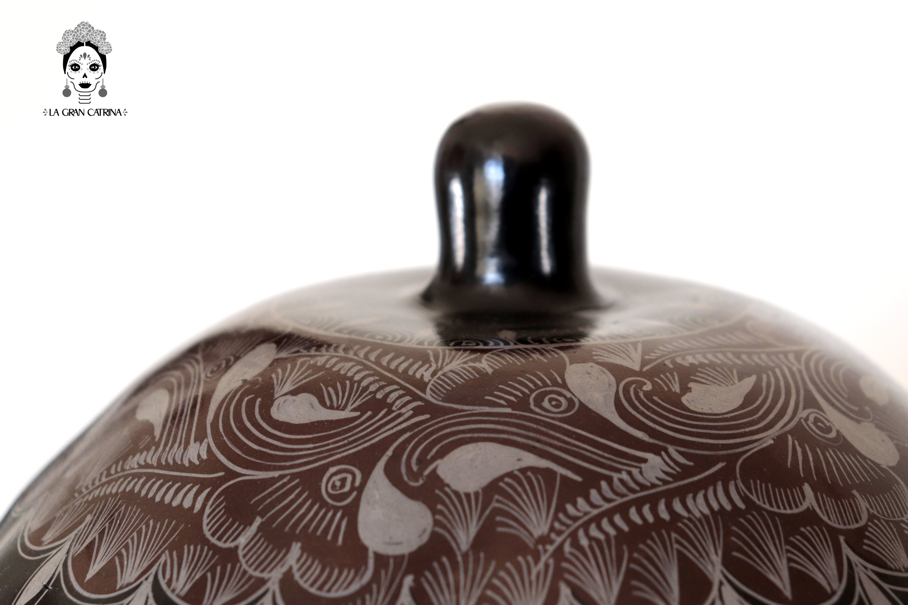 Water Jar Dark Flowers and Birds - Huancito - 18.3 in. Pablo Huancito