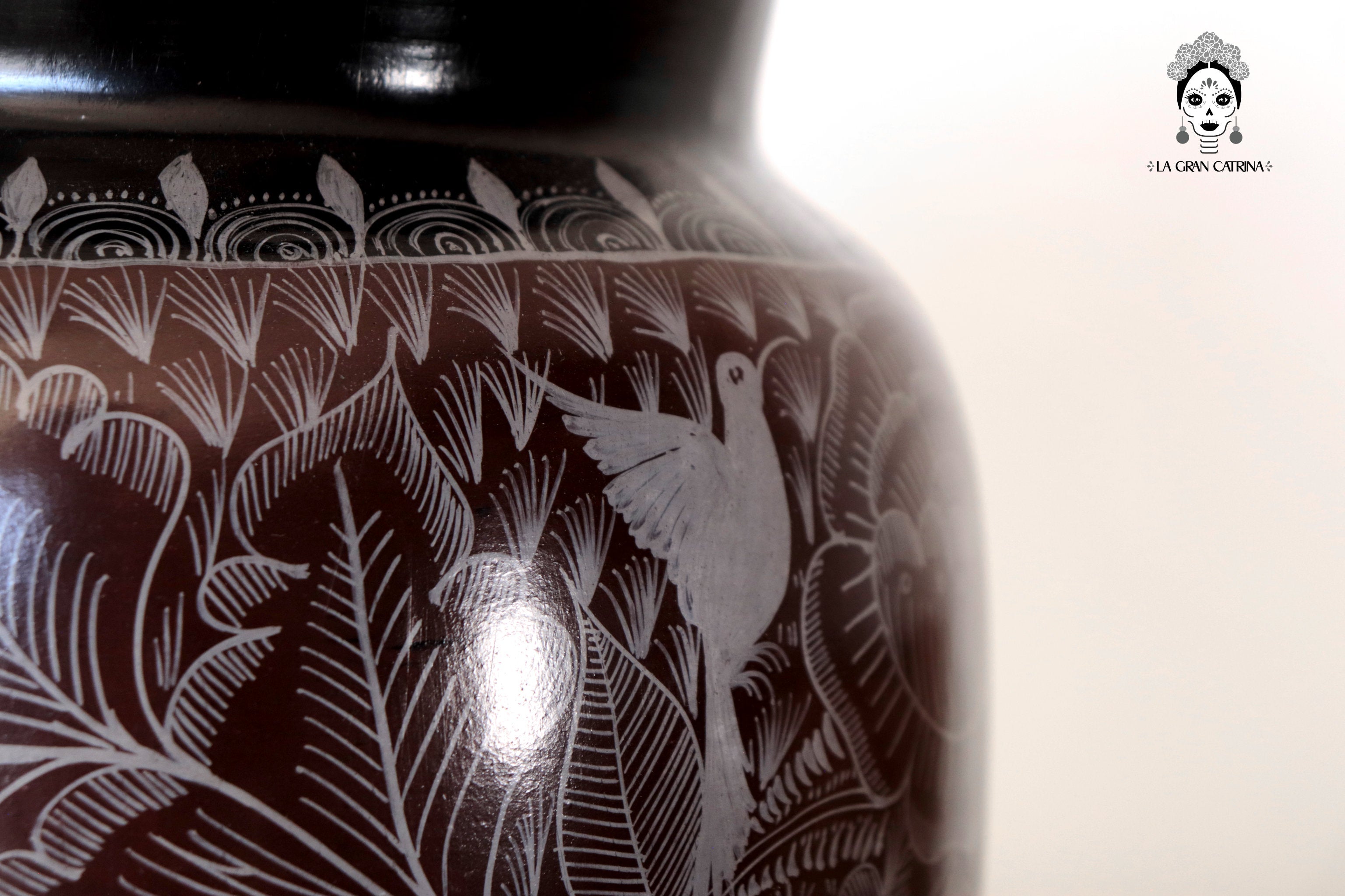 Water Jar Dark Flowers and Birds - Huancito - 18.3 in. Pablo Huancito