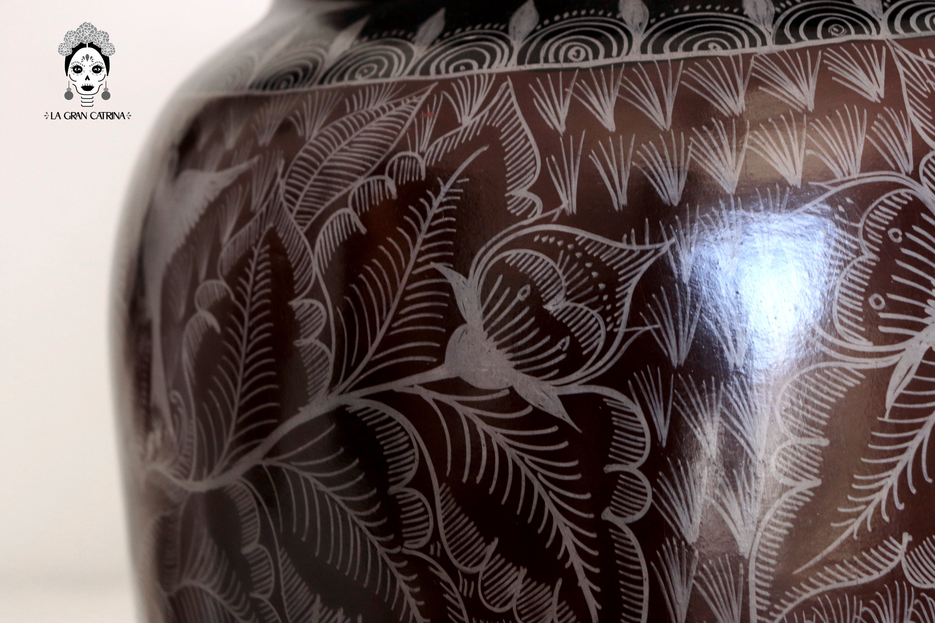 Water Jar Dark Flowers and Birds - Huancito - 18.3 in. Pablo Huancito