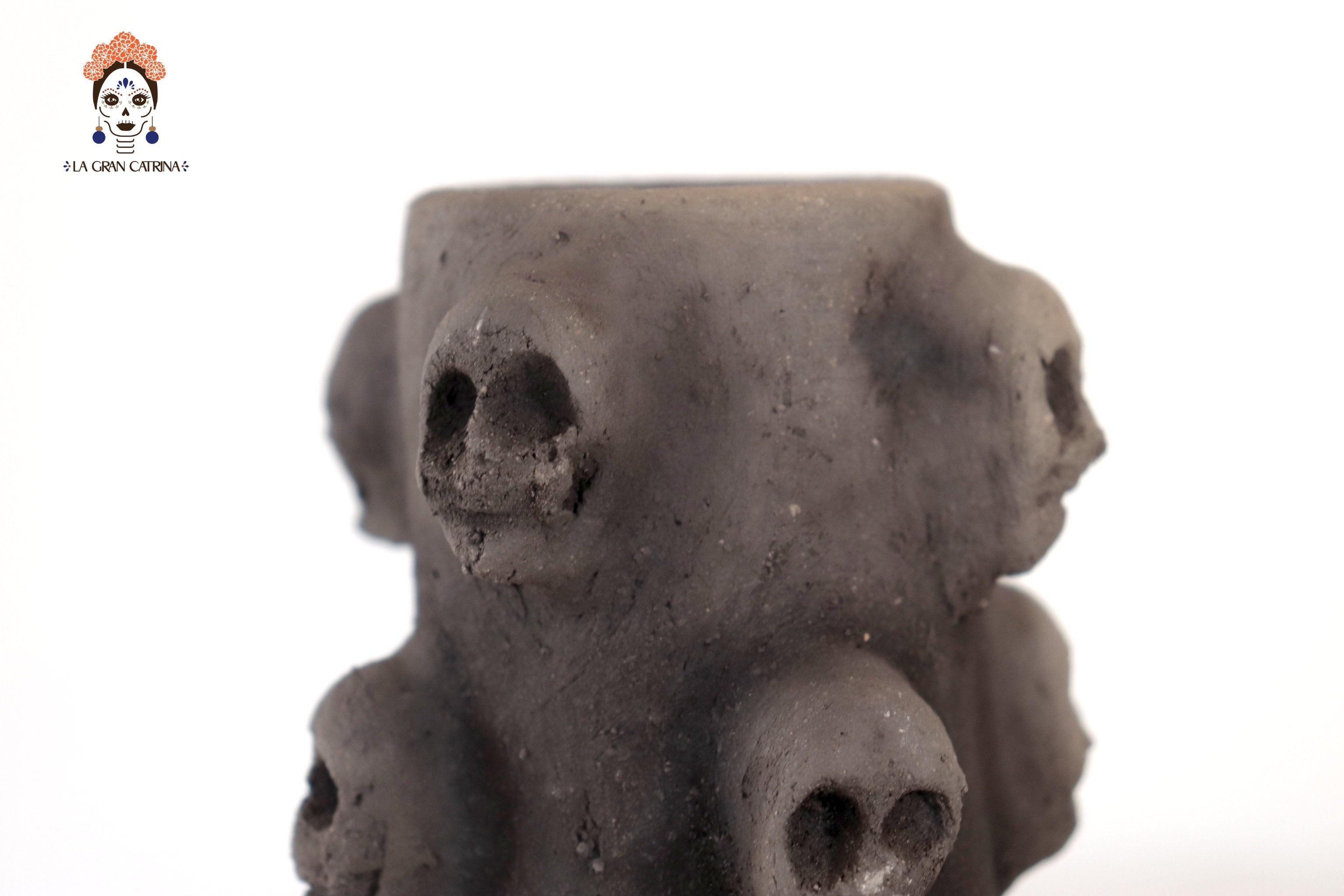 Water Jar Clay with Skulls - 9.4 in. Atzompa