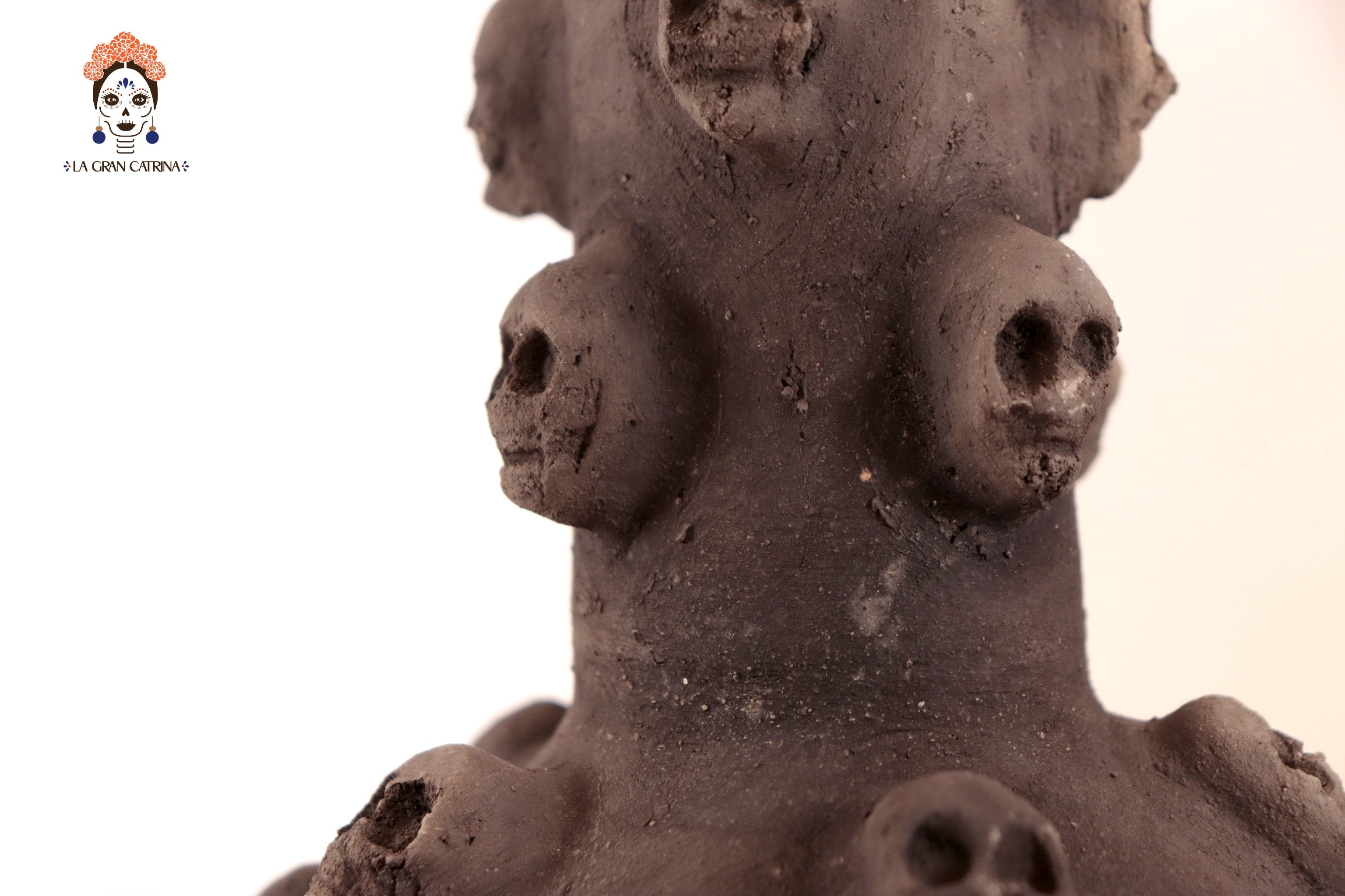 Water Jar Clay with Skulls - 9.4 in. Atzompa