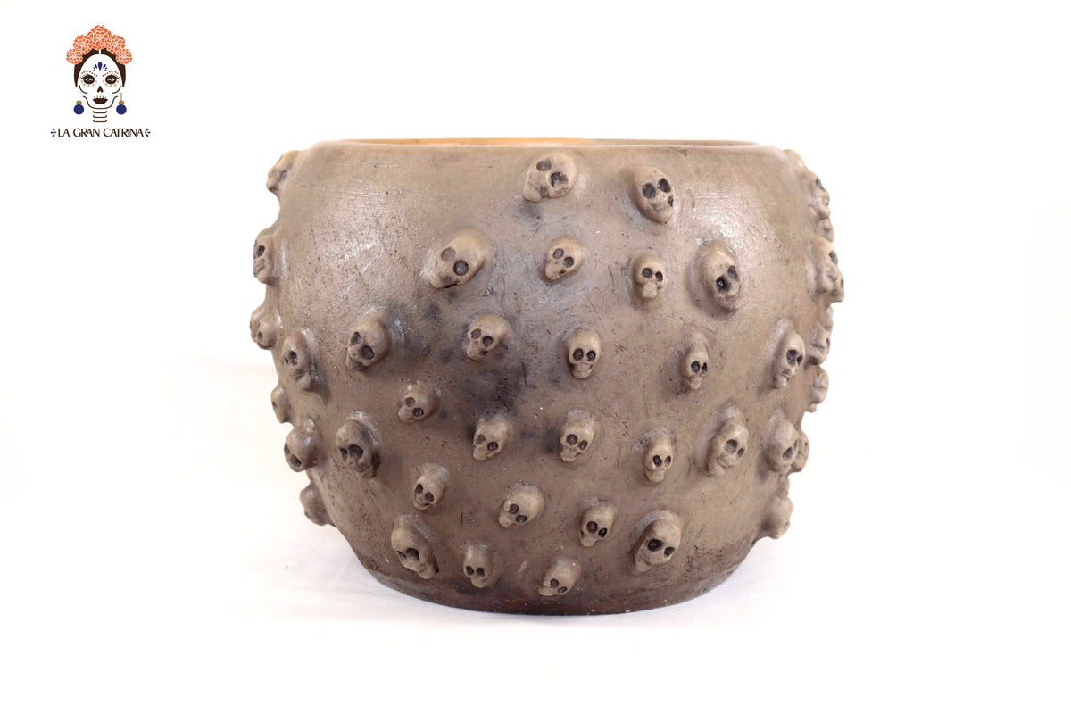 Planter Clay with Skulls - 8.8 in. Atzompa