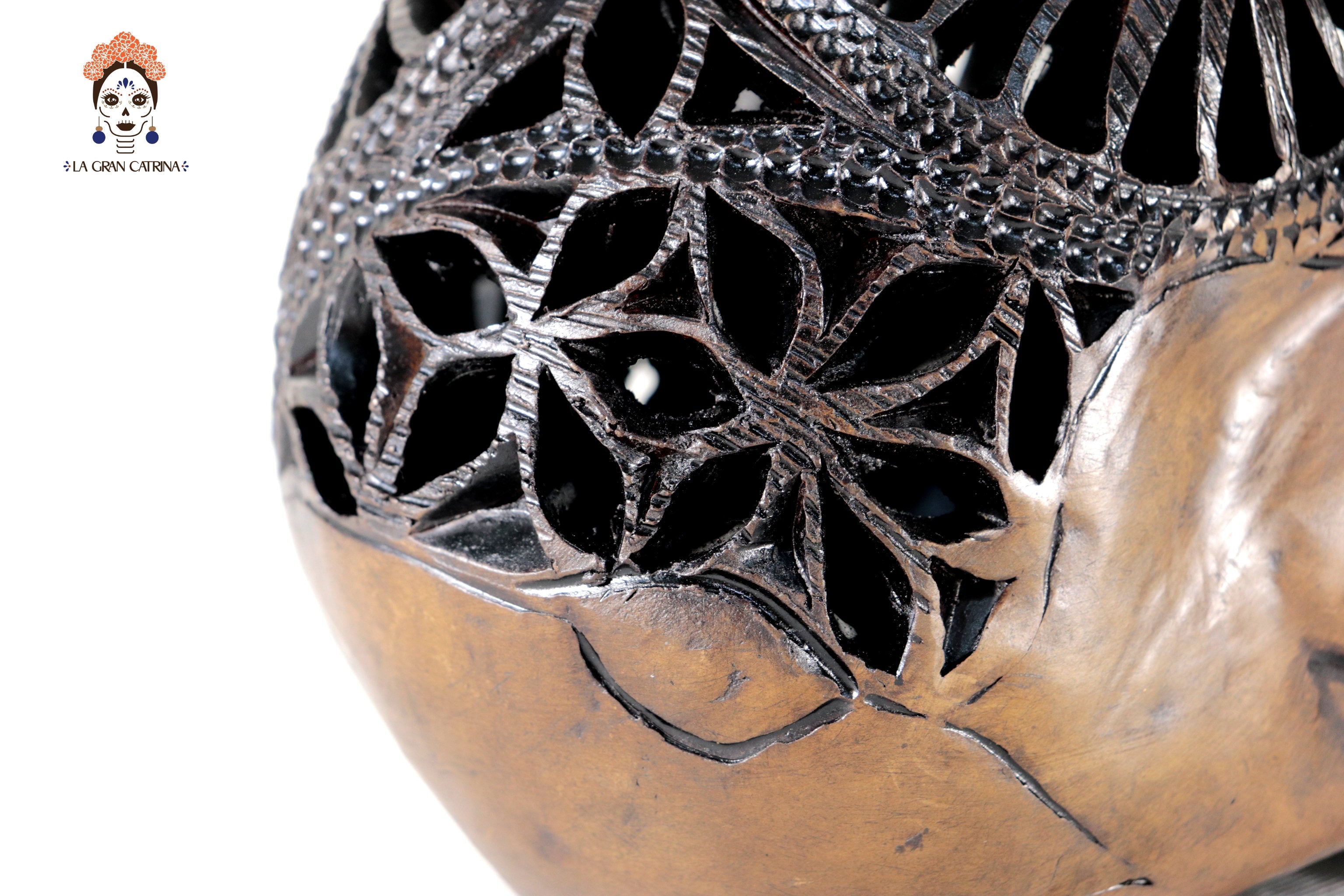 Black Clay Skull Hand-Carved 7.1 in. - in. Production Tere Oax