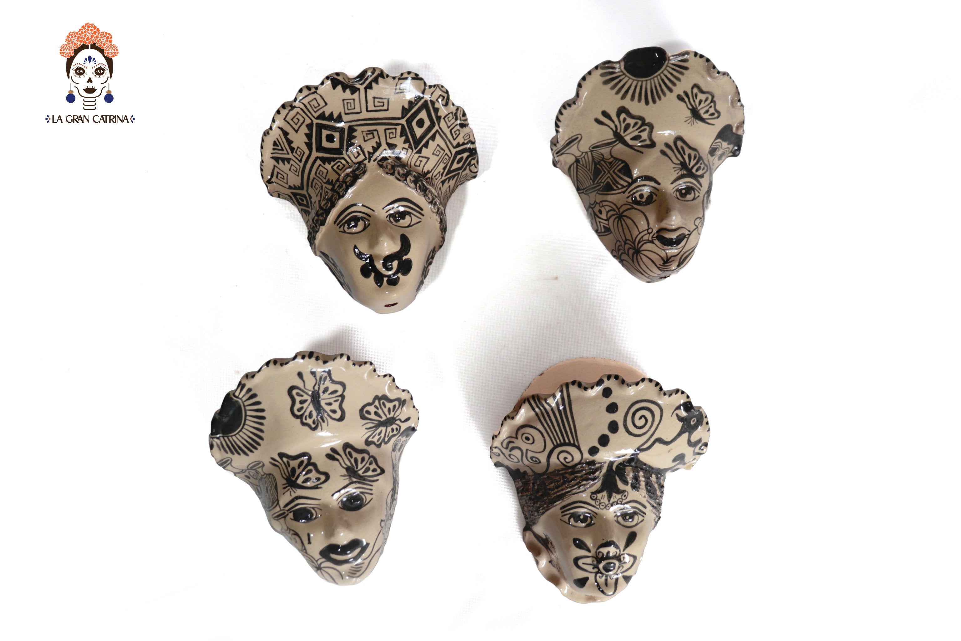 Set of planters child face - 4 pieces Tzintzuntzan