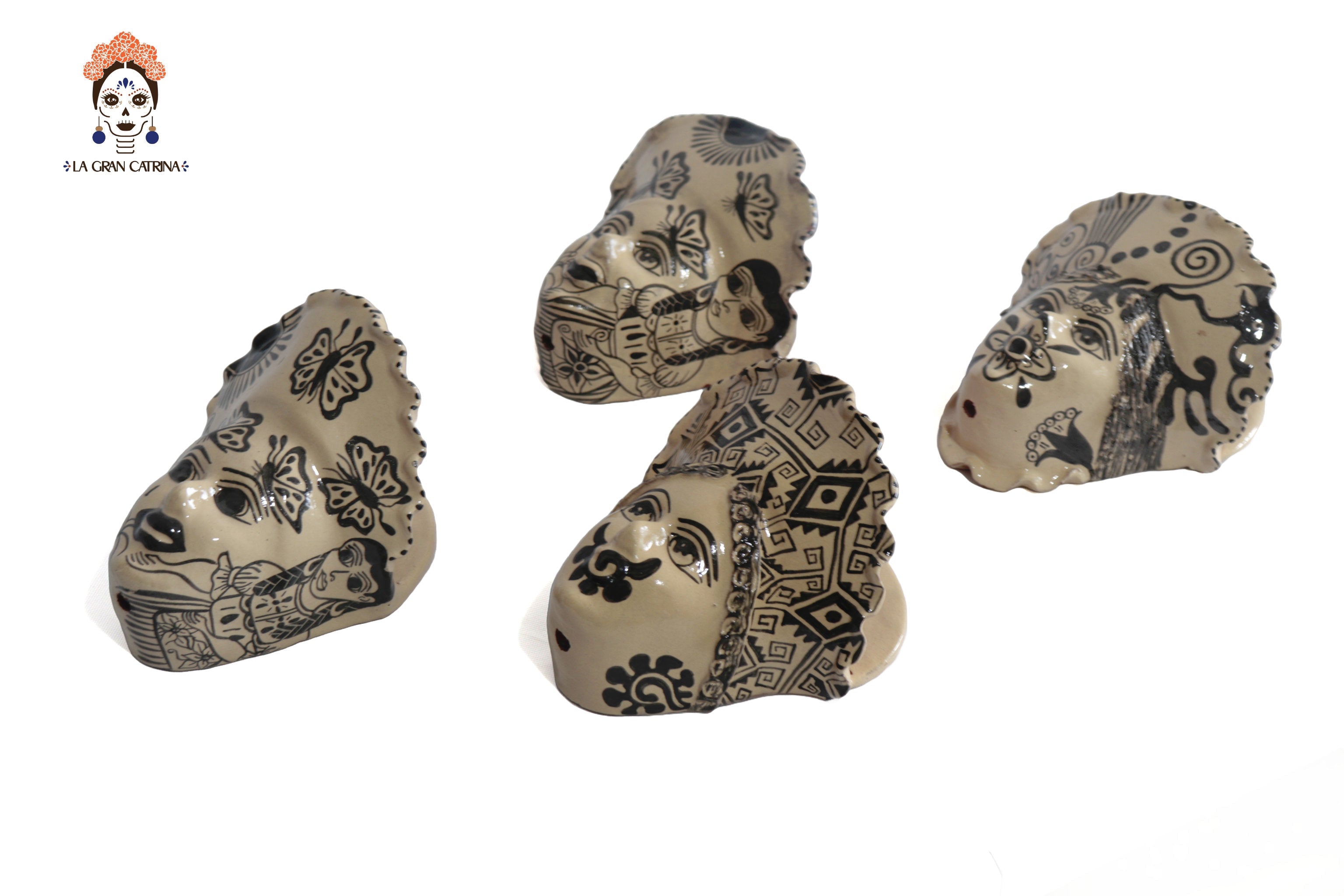 Set of planters child face - 4 pieces Tzintzuntzan