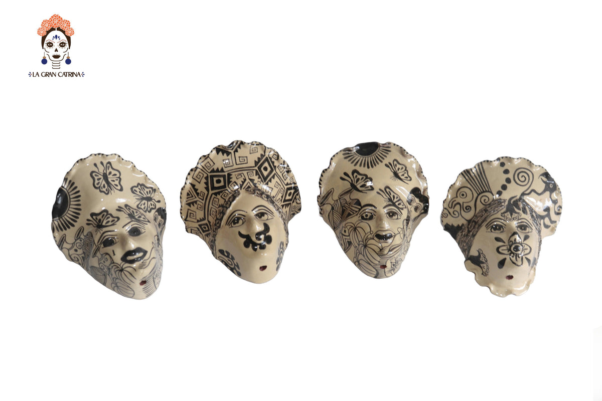 Set of planters child face - 4 pieces Tzintzuntzan