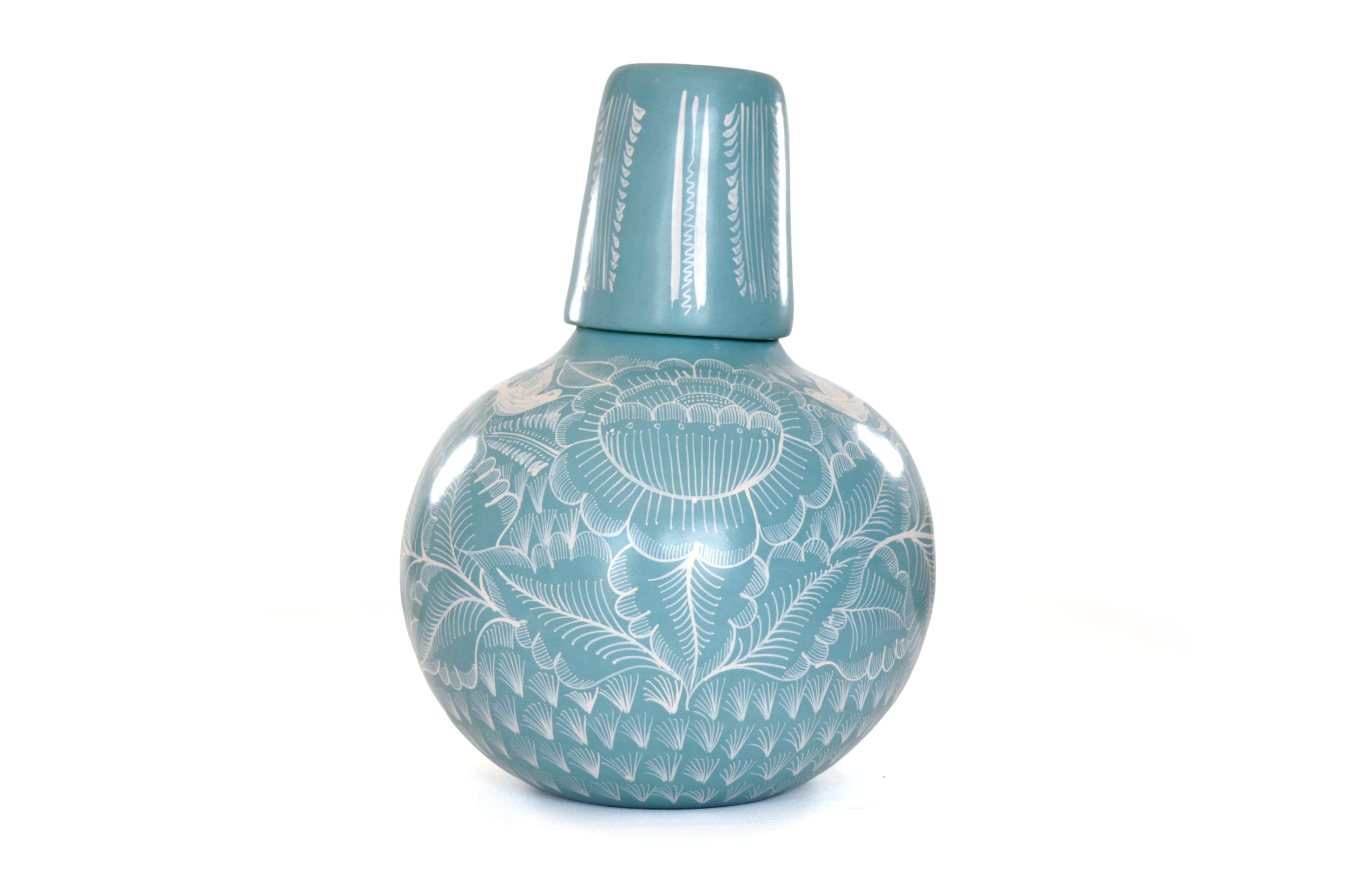 Vase with Foliage green with Birds - Huancito - 11.6 in. - Made to Order Pablo Huancito
