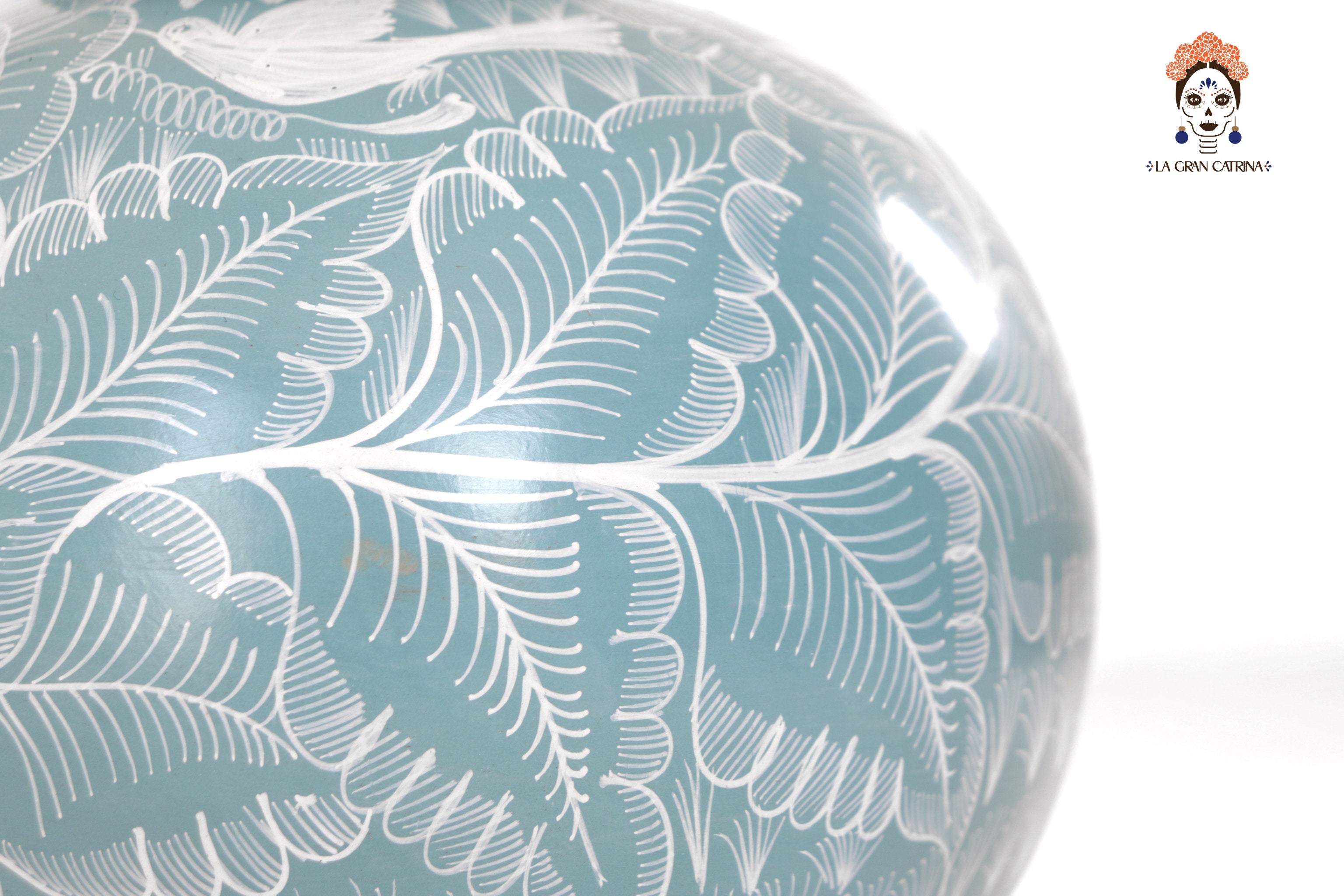Vase with Foliage green with Birds - Huancito - 11.6 in. - Made to Order Pablo Huancito