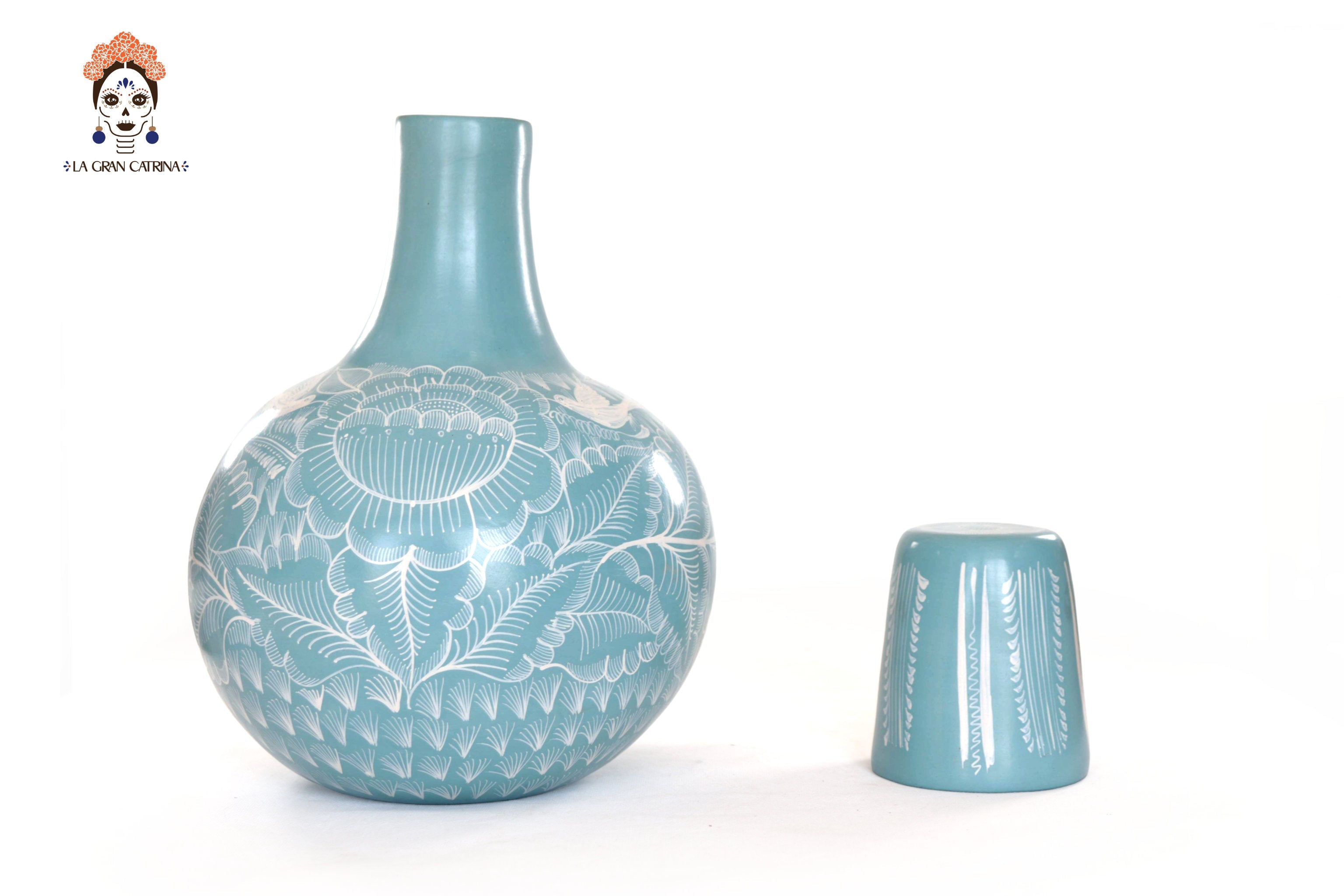 Vase with Foliage green with Birds - Huancito - 11.6 in. - Made to Order Pablo Huancito
