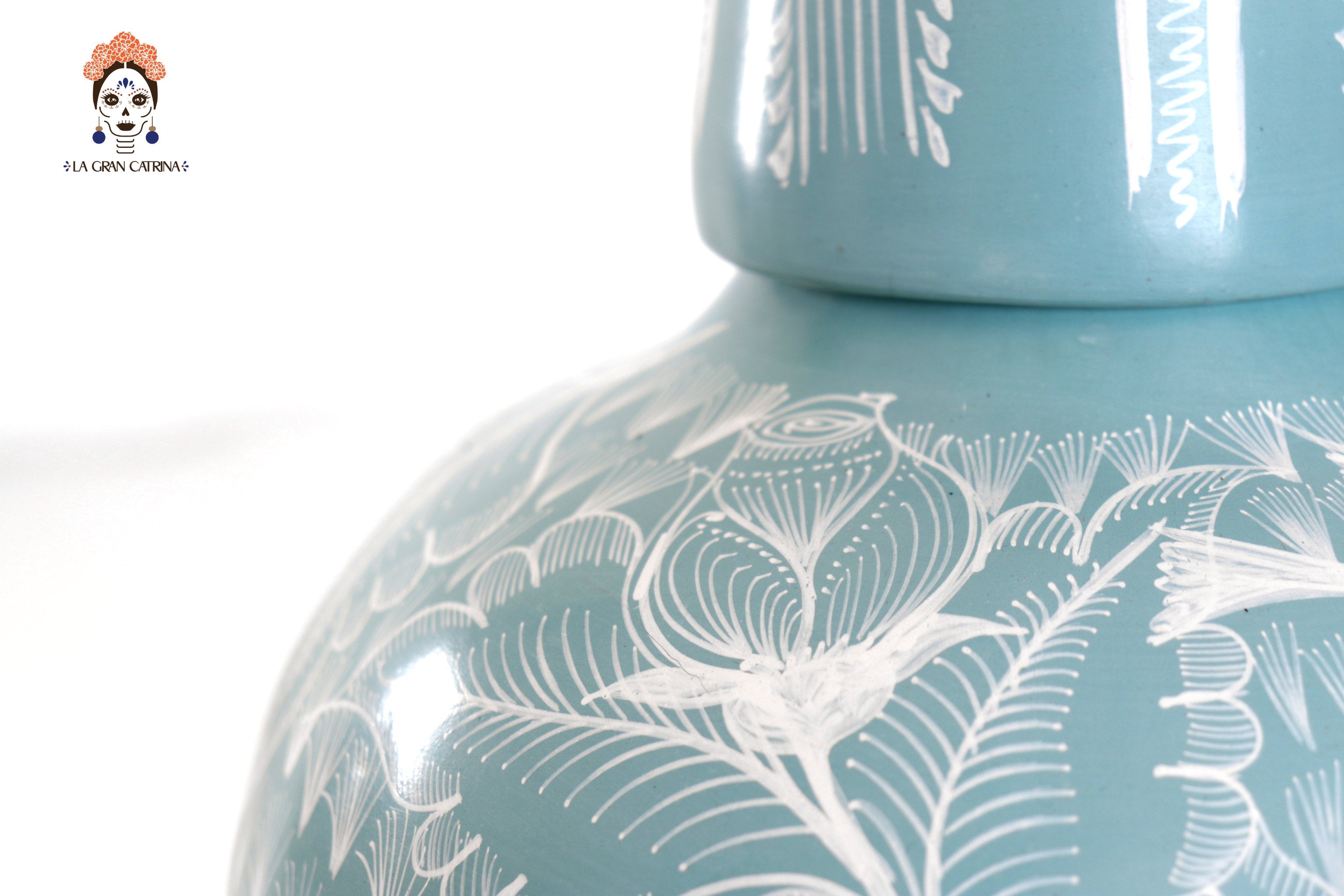 Vase with Foliage green with Birds - Huancito - 11.6 in. - Made to Order Pablo Huancito