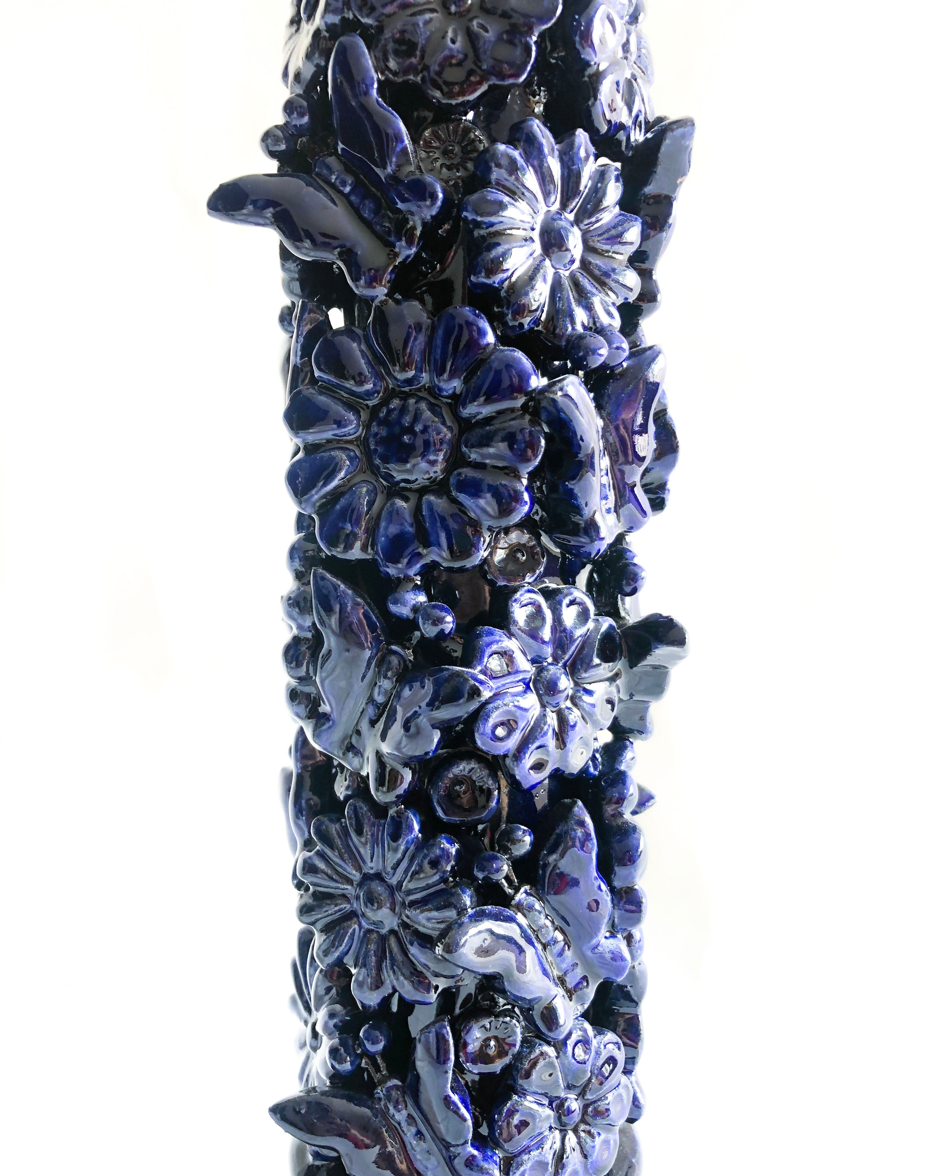 Porta Cirio Blue - Glazed Clay - 15 in. Tereri