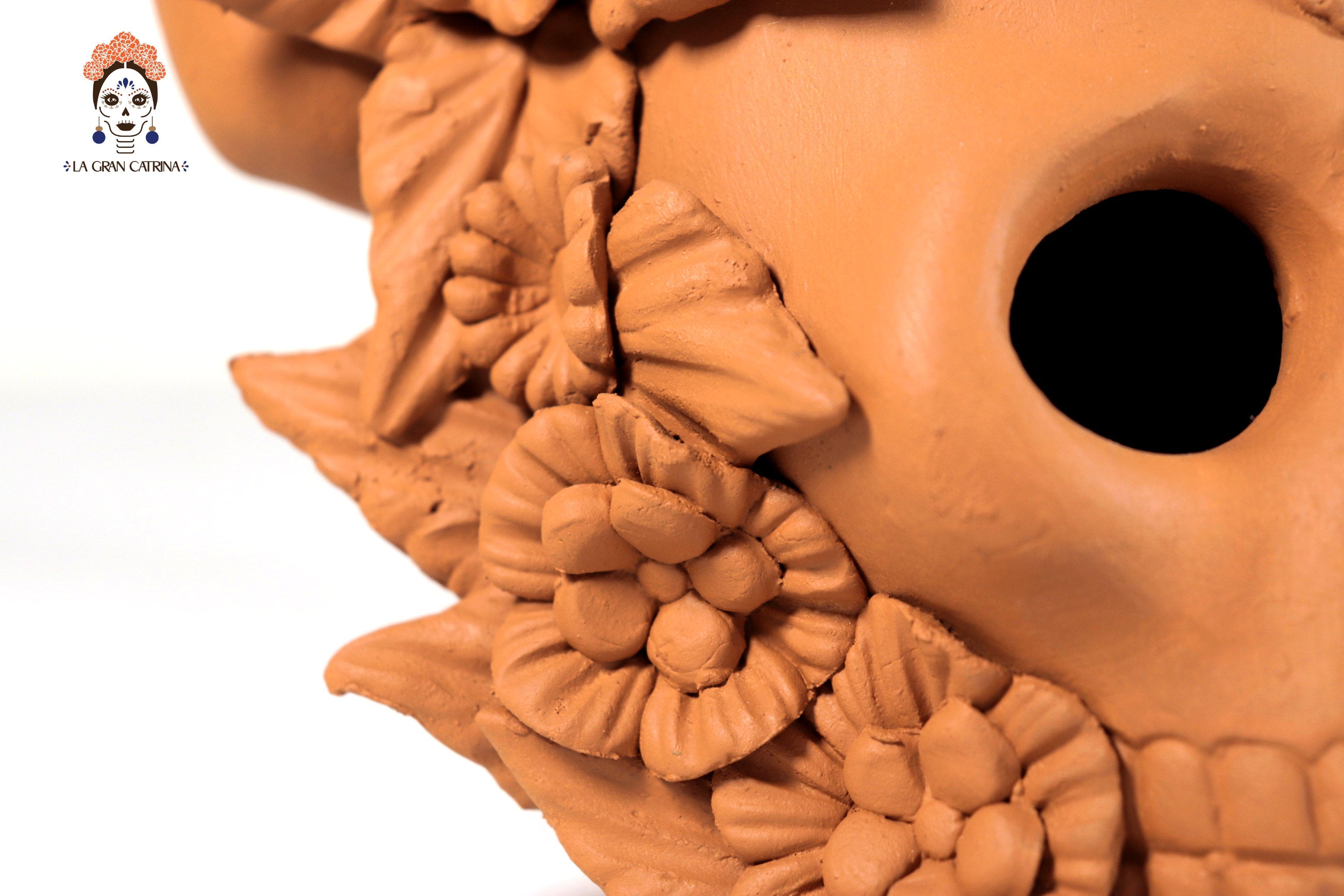 Candleholder Day of the Dead Orange II 8.6 in. Brenda Capula