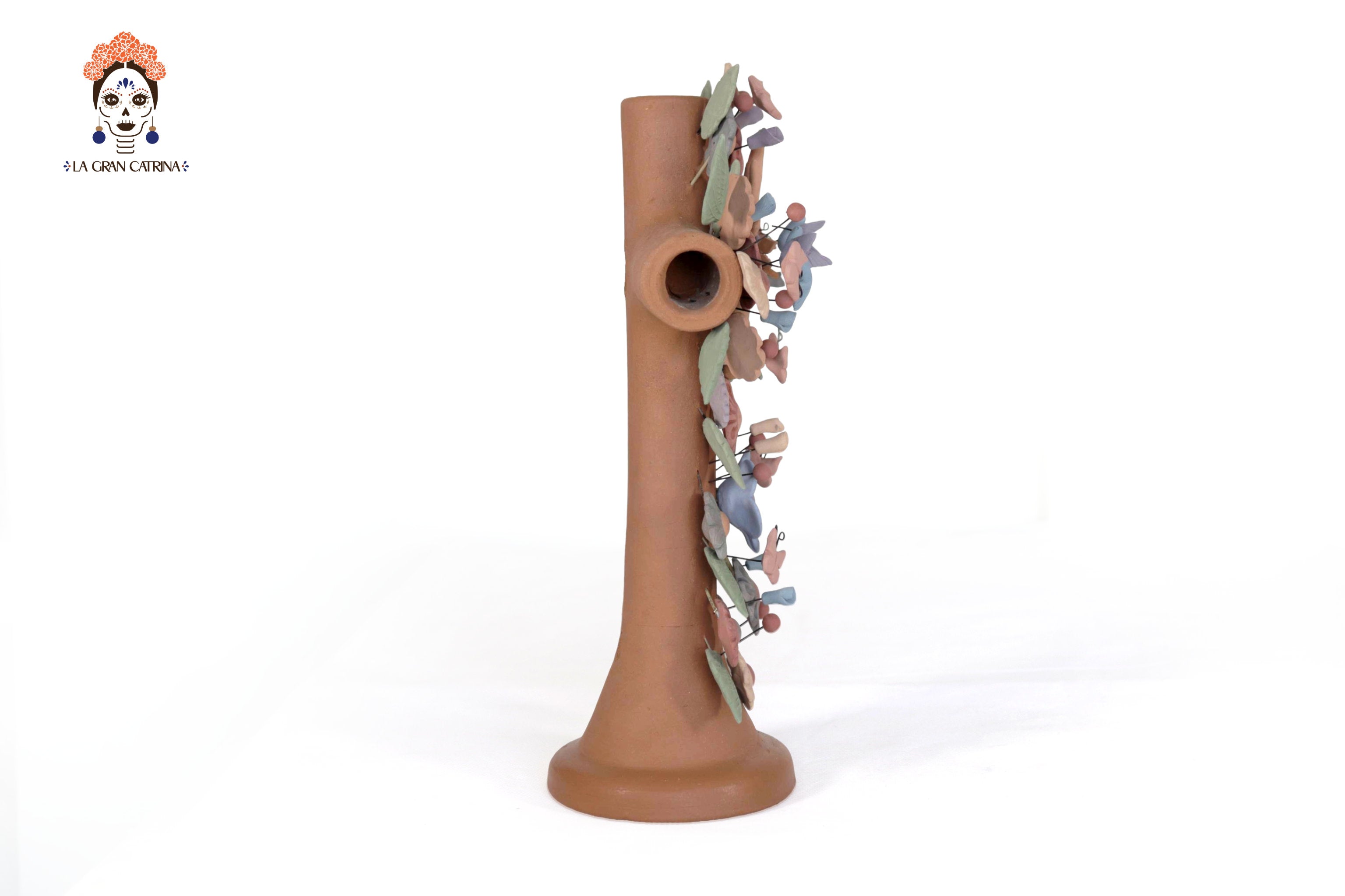 Floral Cross Clay with Heart and Birds - 11.8 in. Cecilio