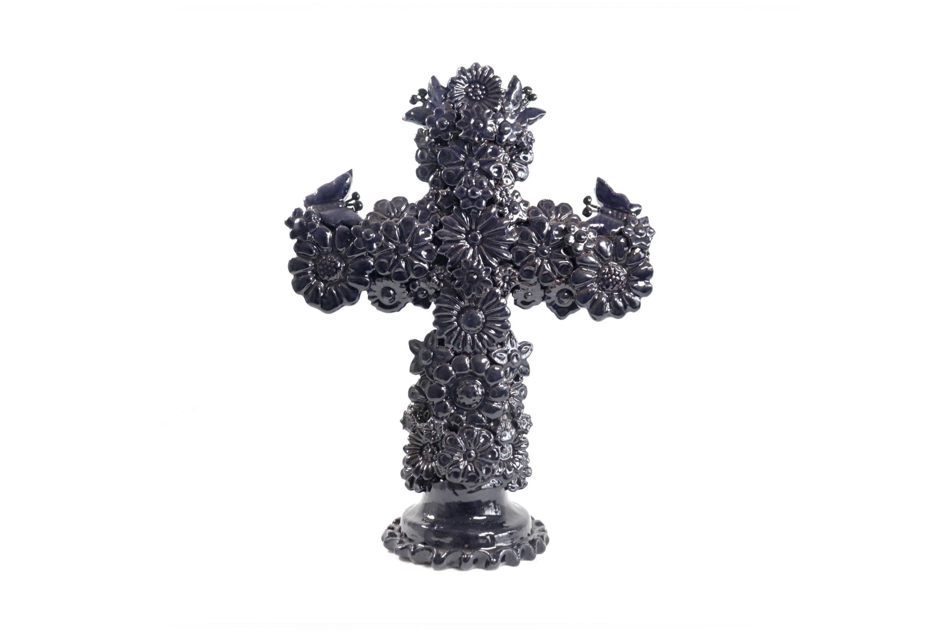 Cross blue - Glazed Clay - 12.5 in. Tereri