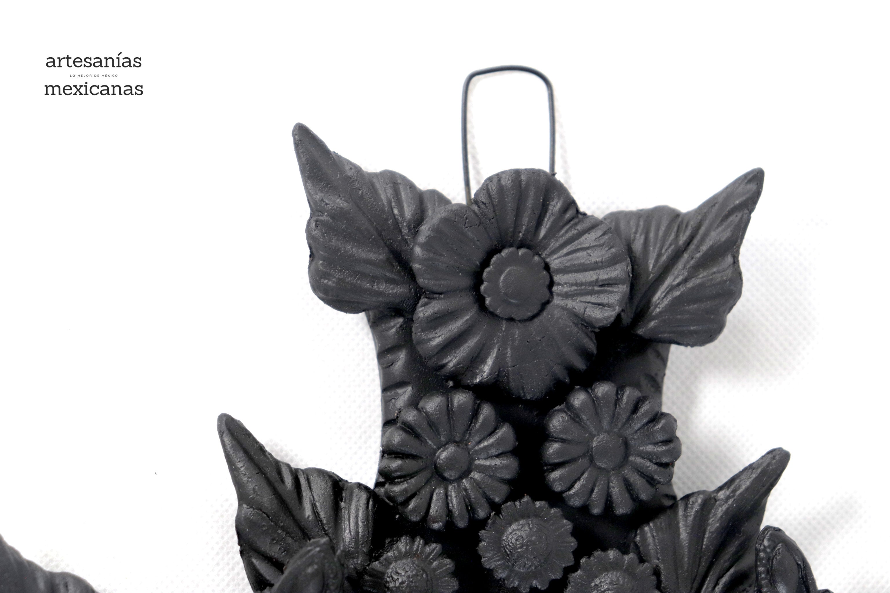 Cross with Flowers and skulls black - 11 in. Brenda Capula