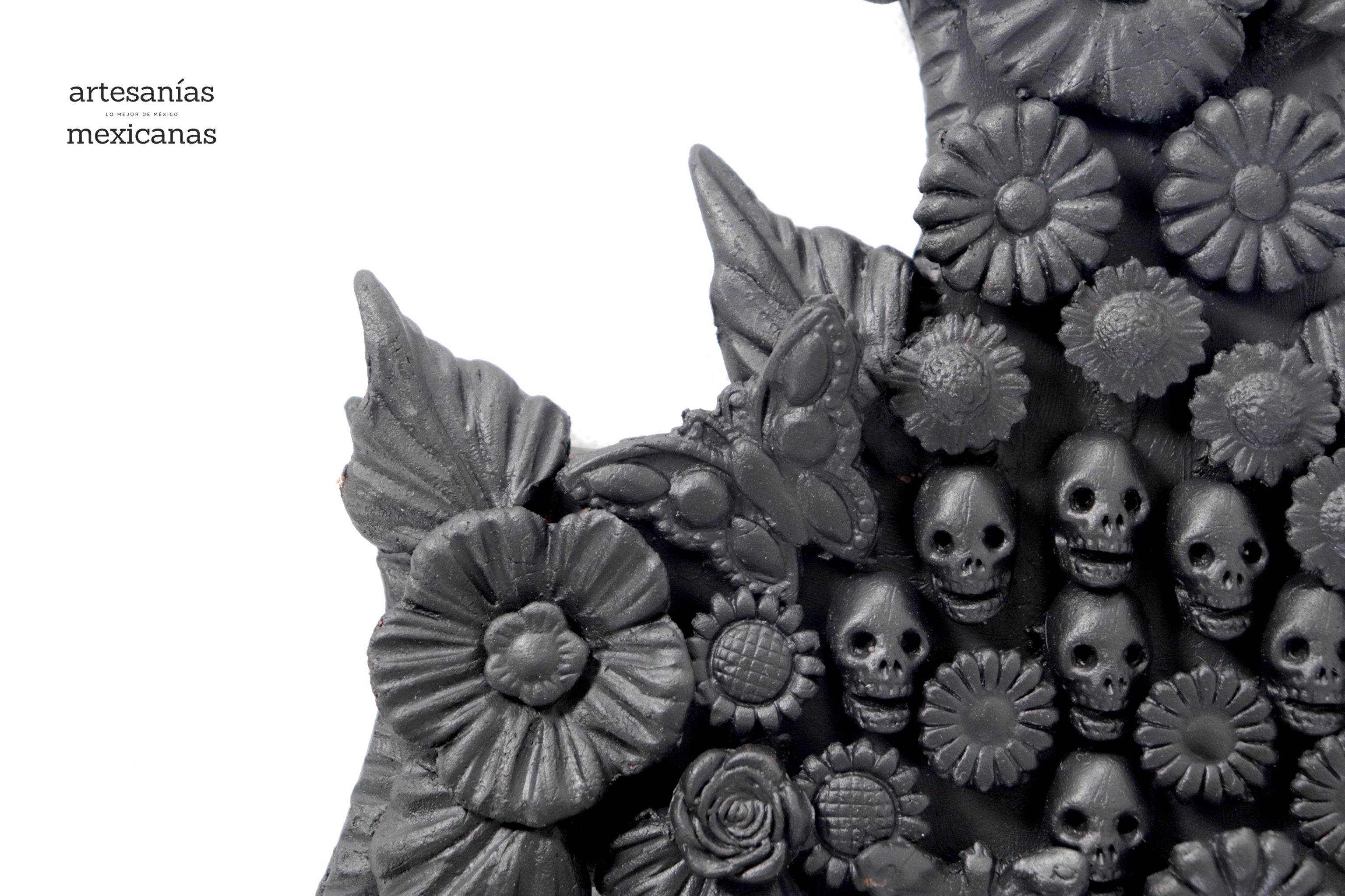 Cross with Flowers and skulls black - 11 in. Brenda Capula