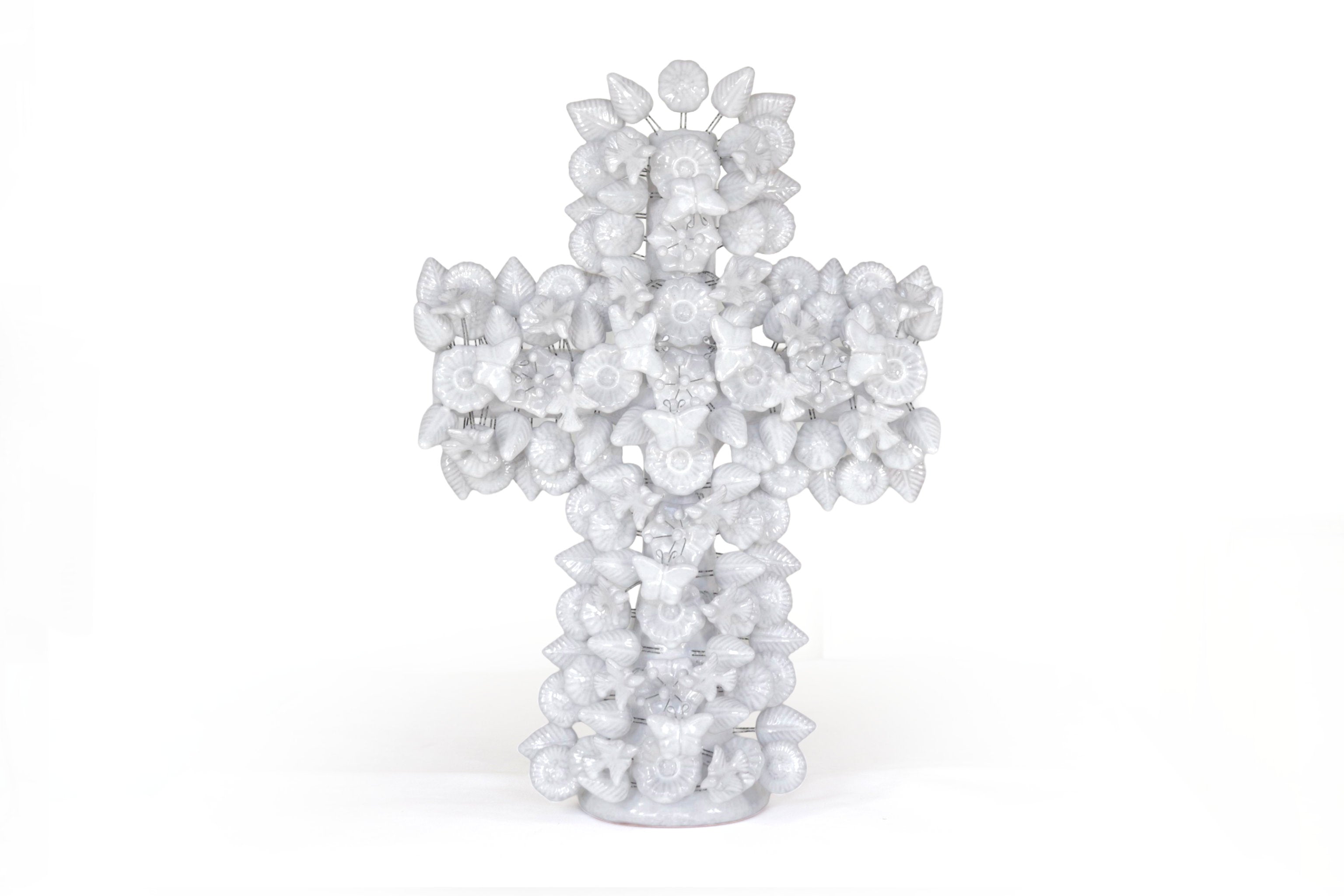 Cross white - Glazed Clay - 19.6 in. Tereri