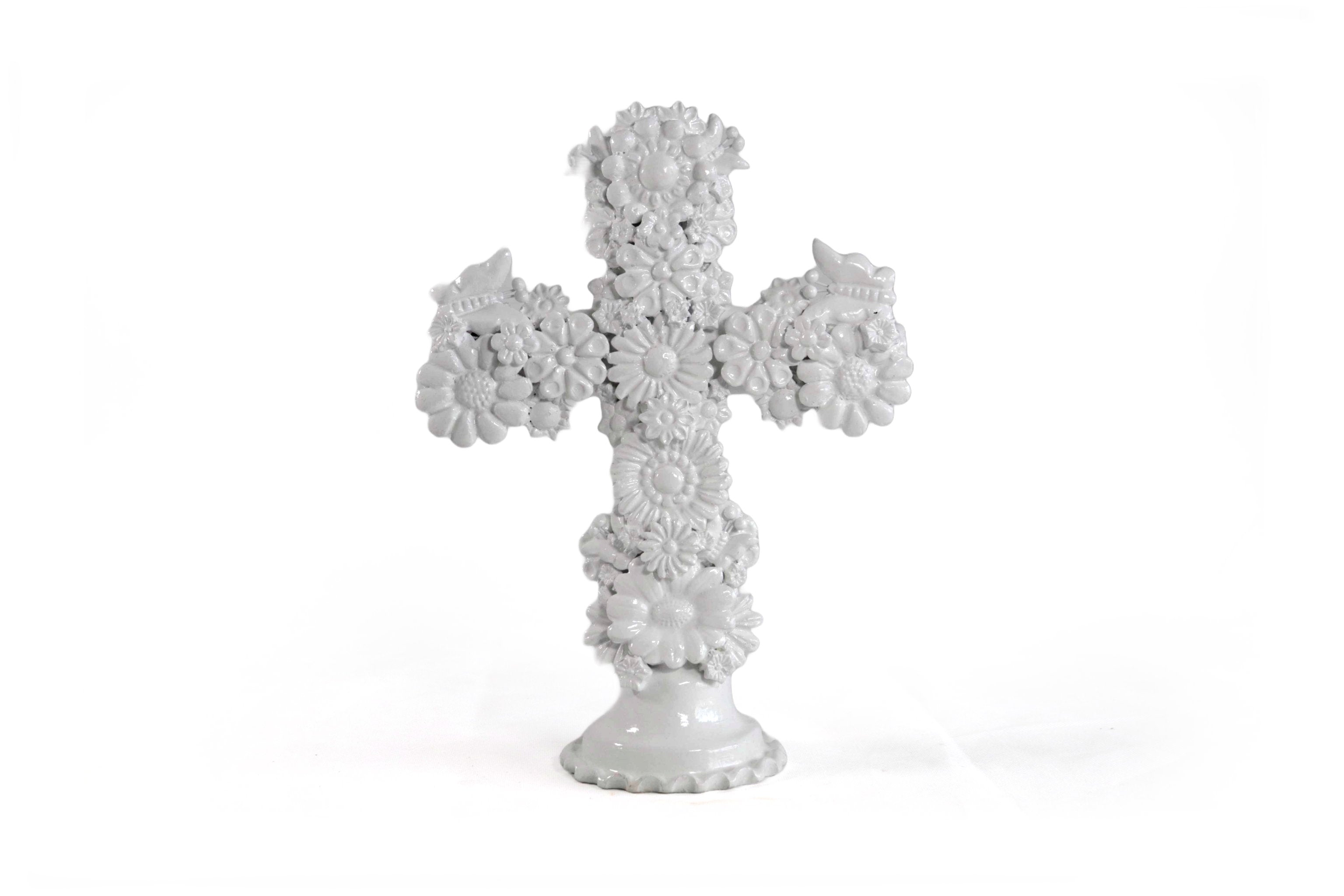Cross white of 12.6 in. - Glazed Clay Tereri