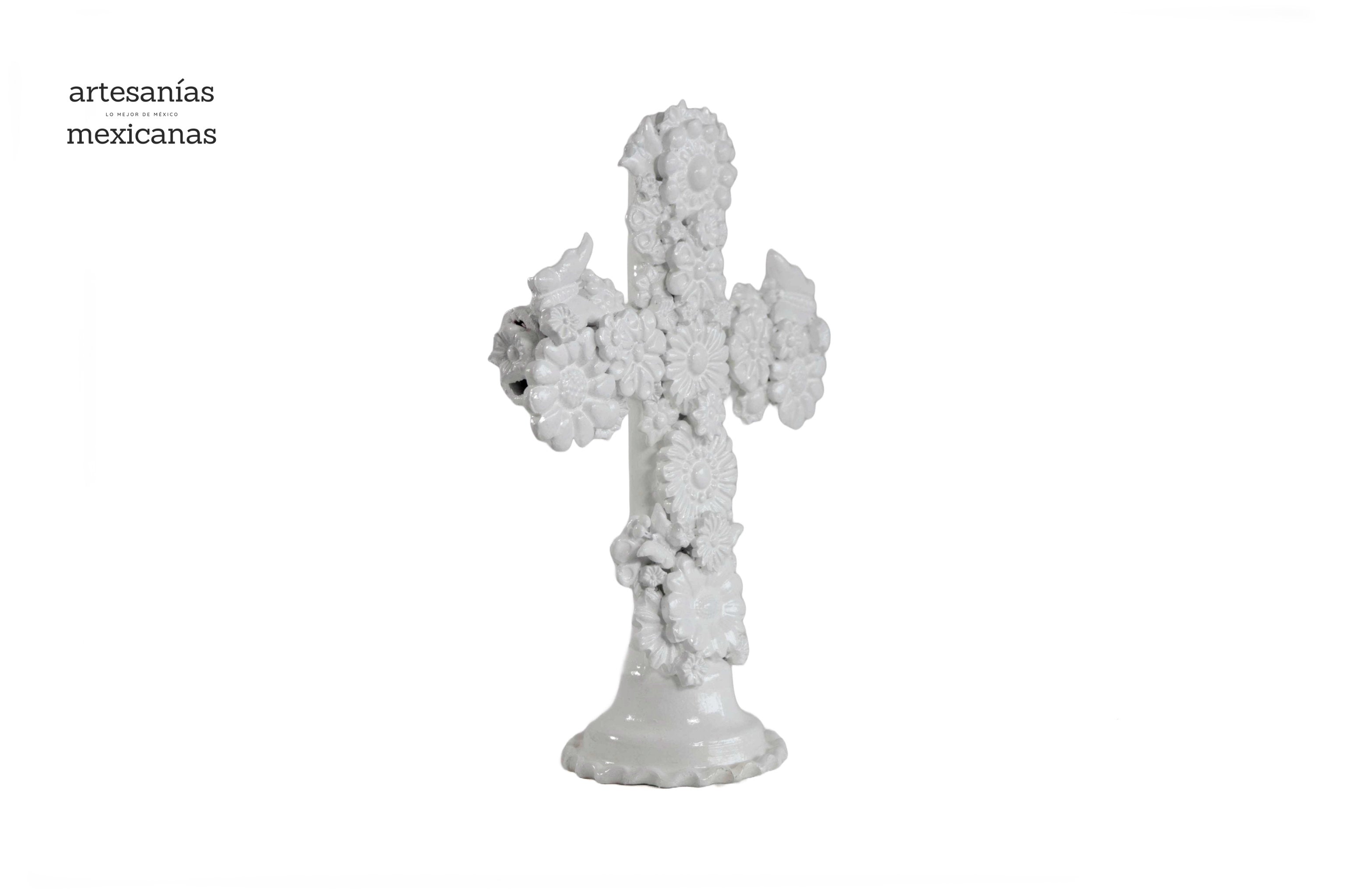 Cross white of 12.6 in. - Glazed Clay Tereri