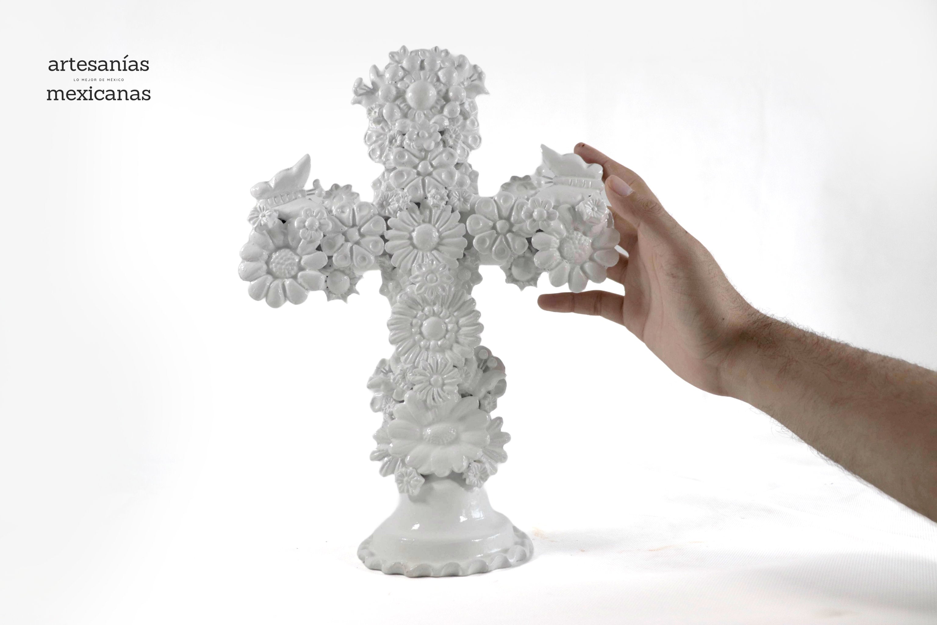 Cross white of 12.6 in. - Glazed Clay Tereri
