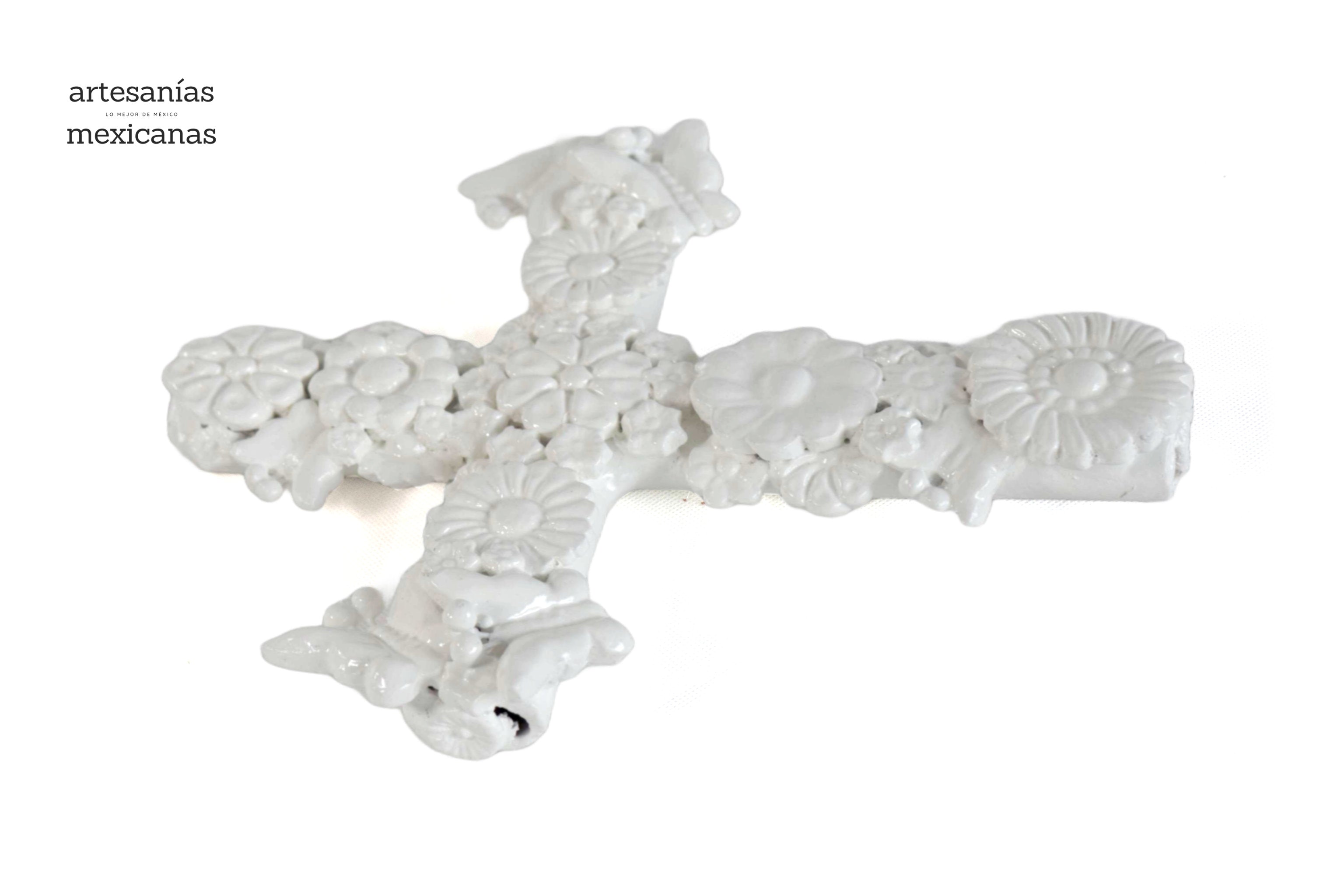 Cross white Wall - Glazed Clay - 11.4 in. Tereri