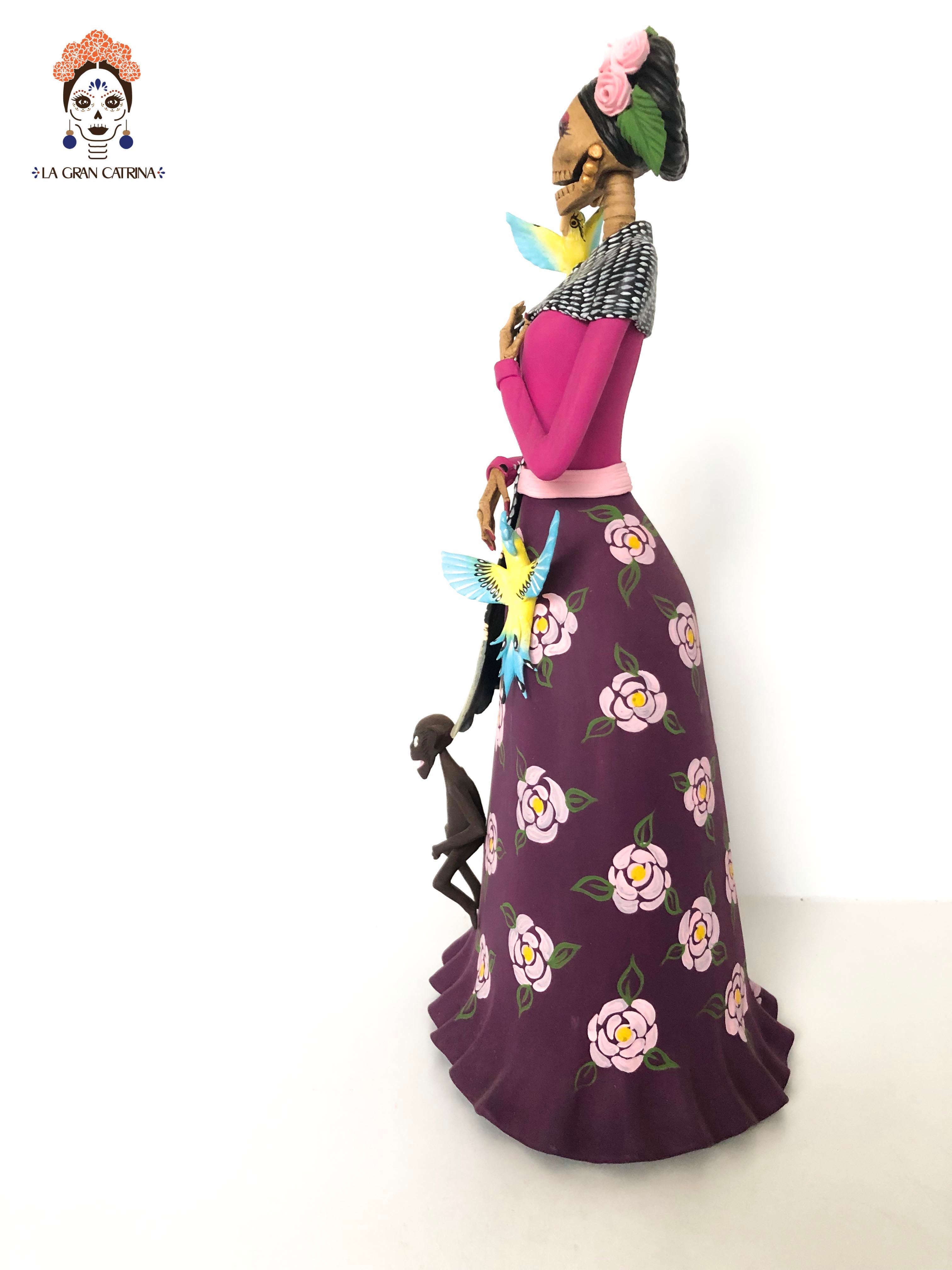 Catrina of Frida Kahlo - Loros and Chango - 14 in. Adan